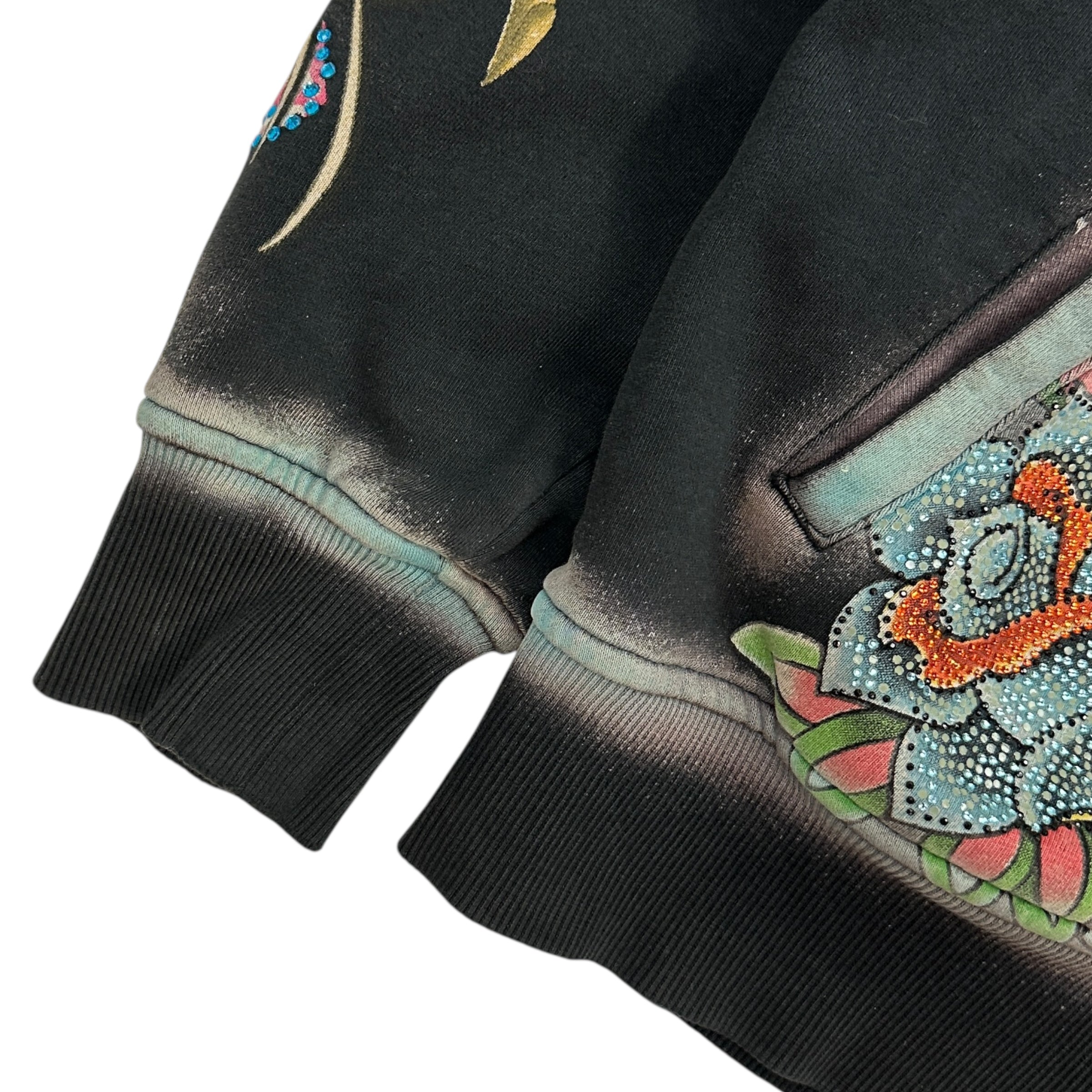 Vintage Y2K Christian Audigier Rhinestone Hoodie Black