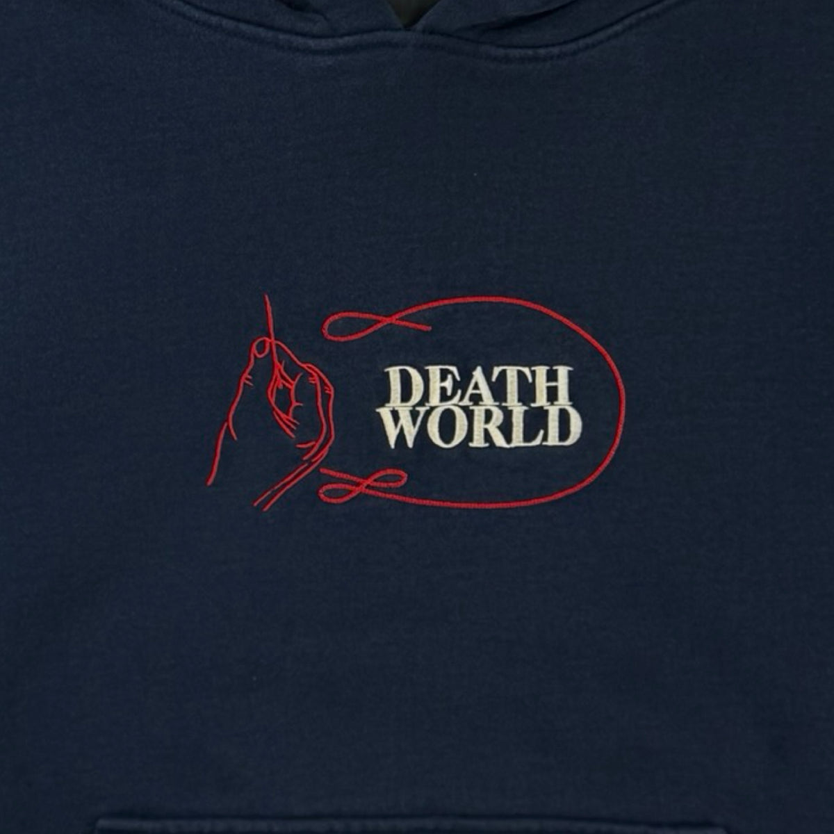 Deathworld  Feral Hands Chainstitch Hoodie Navy