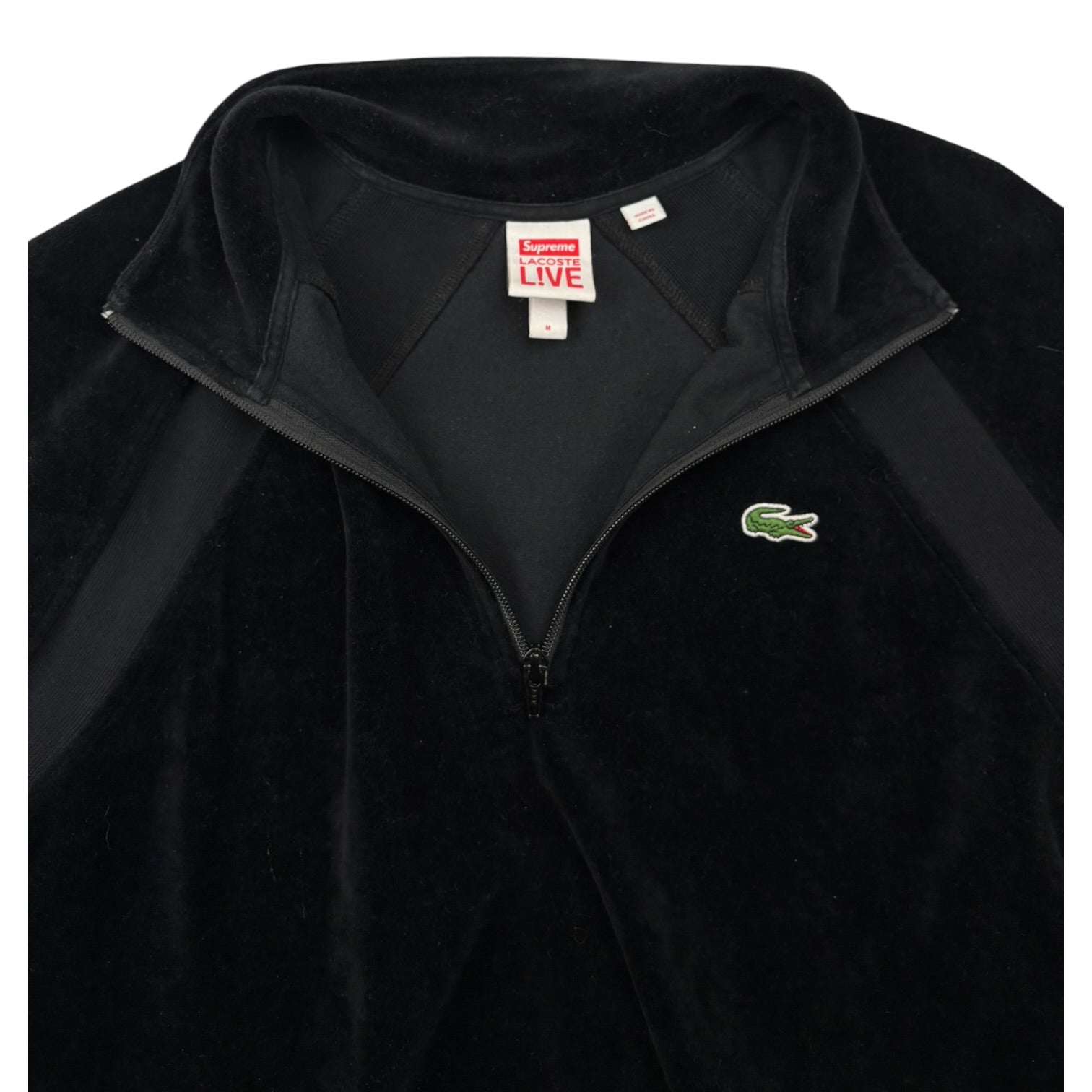 SS18 Supreme x Lacoste Velour Half Zip Track Top Black