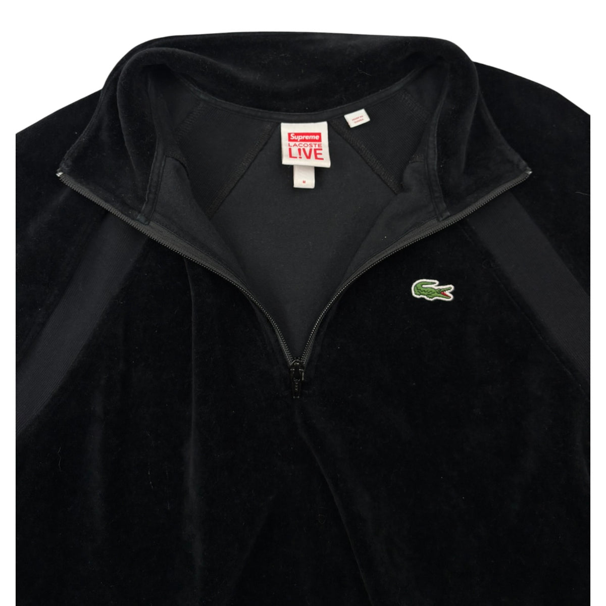 SS18 Supreme x Lacoste Velour Half Zip Track Top Black