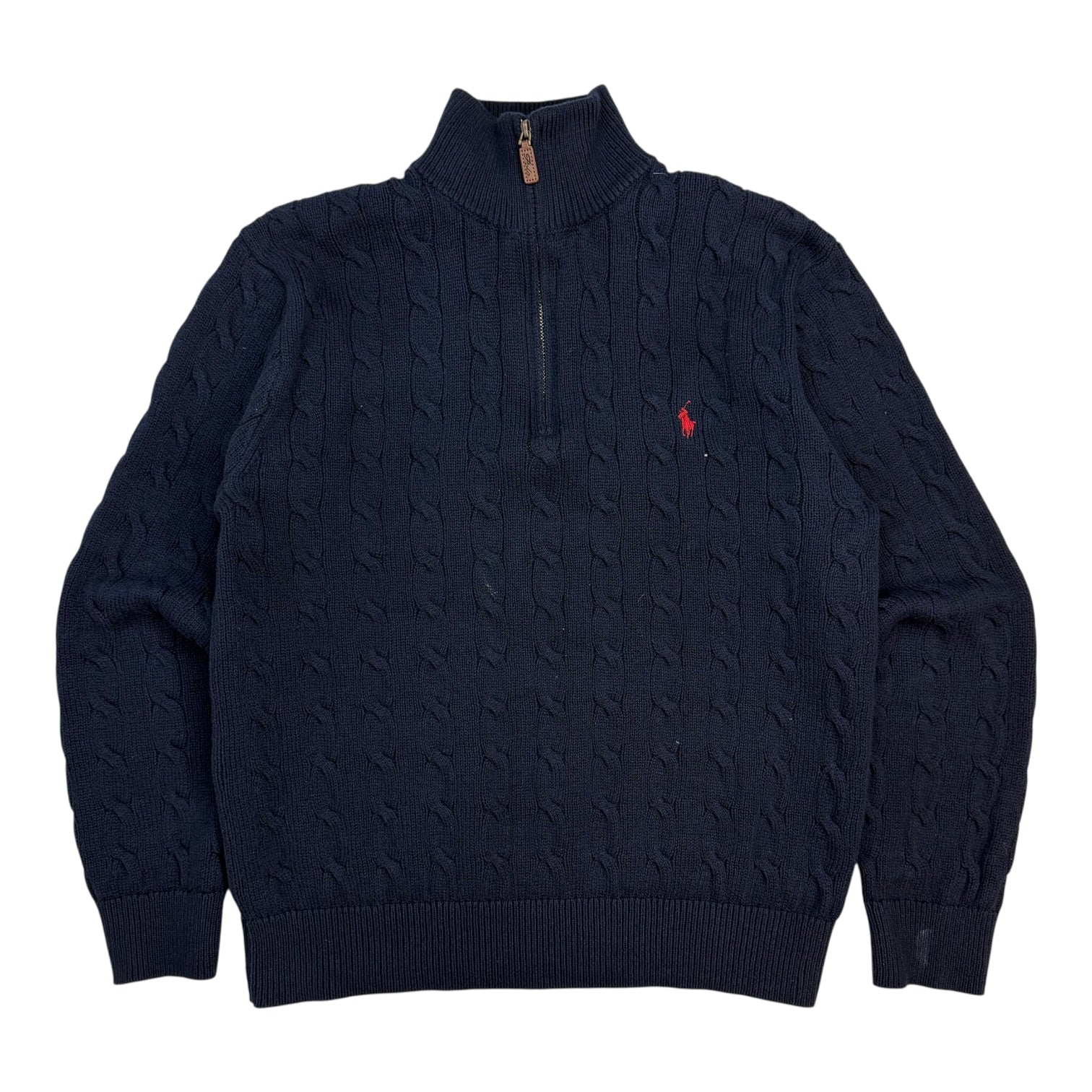 Polo Ralph Lauren Cable Knit Quarter Zip Navy Blue