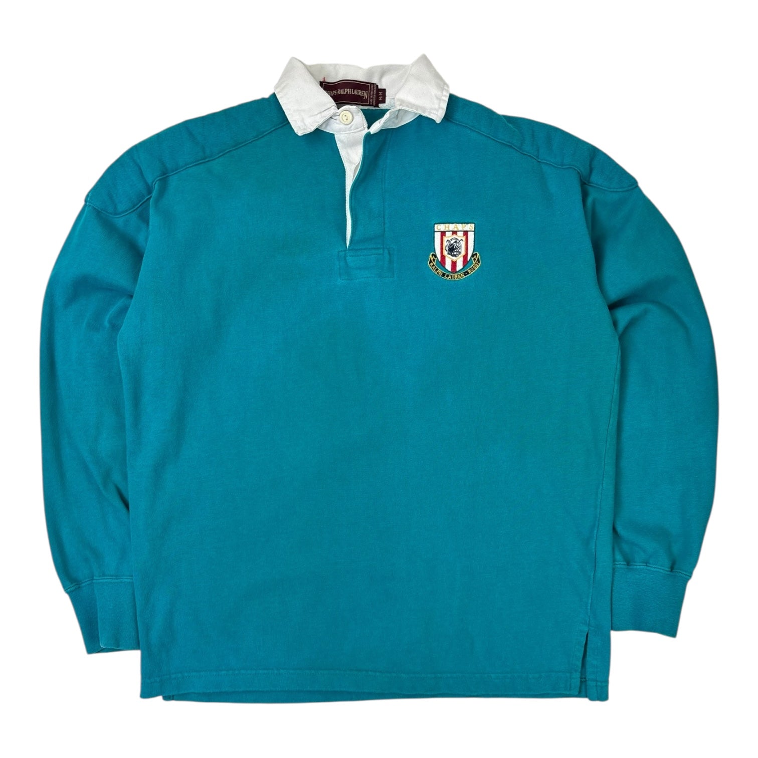 Vintage Chaps Ralph Lauren Long Sleeve Rugby Shirt Teal