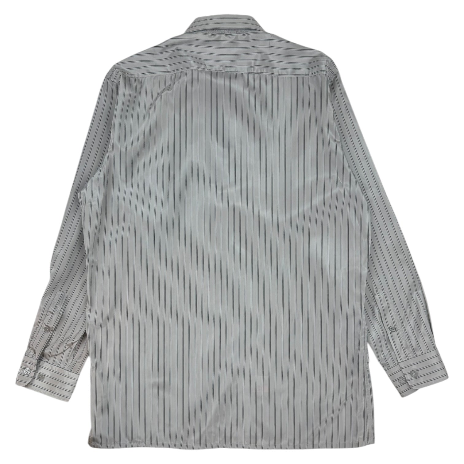 Christian Dior Monsieur Satin Striped Button-Up Dress Shirt Silver