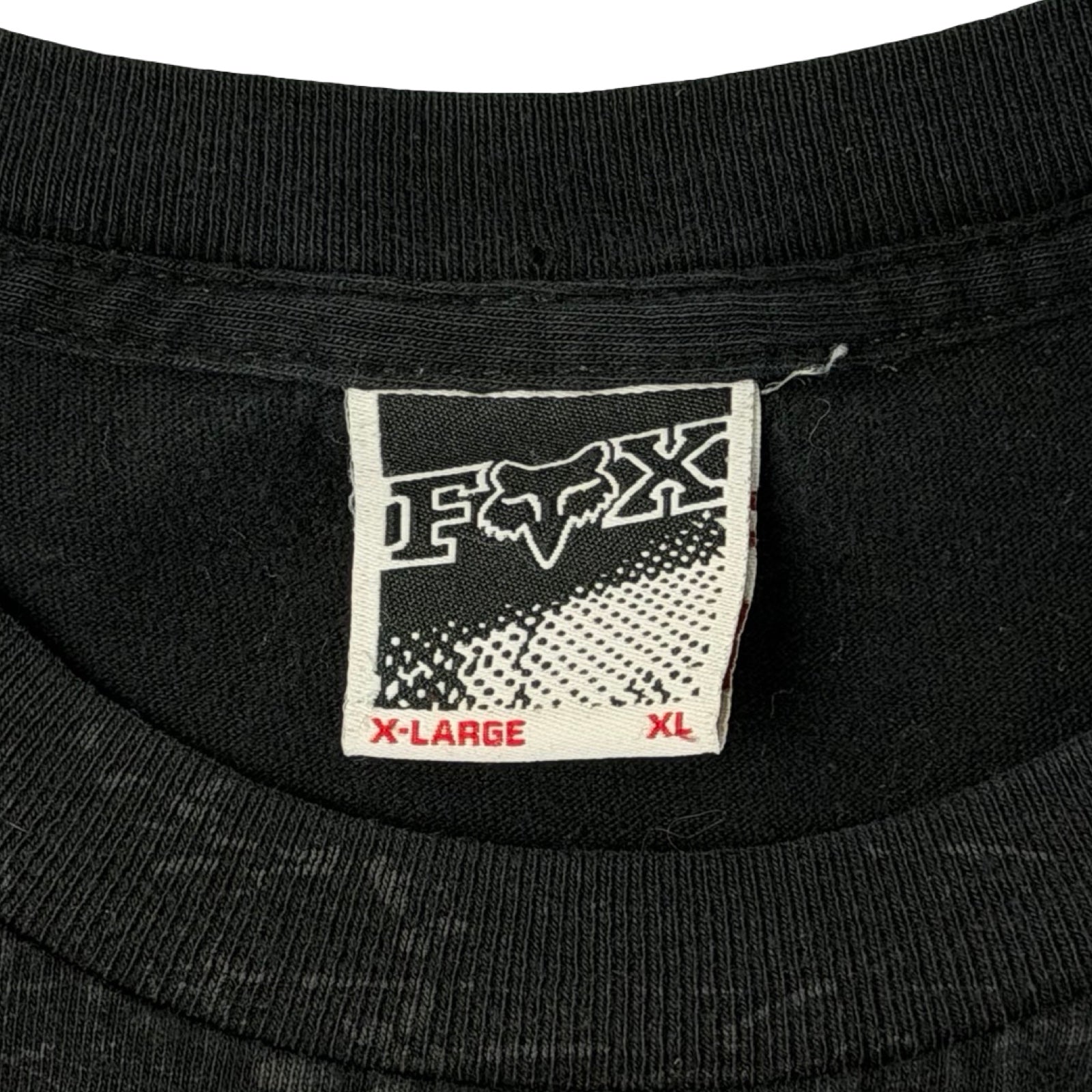 Vintage Y2K Fox Racing Tonal Spellout Logo T-Shirt Faded Black