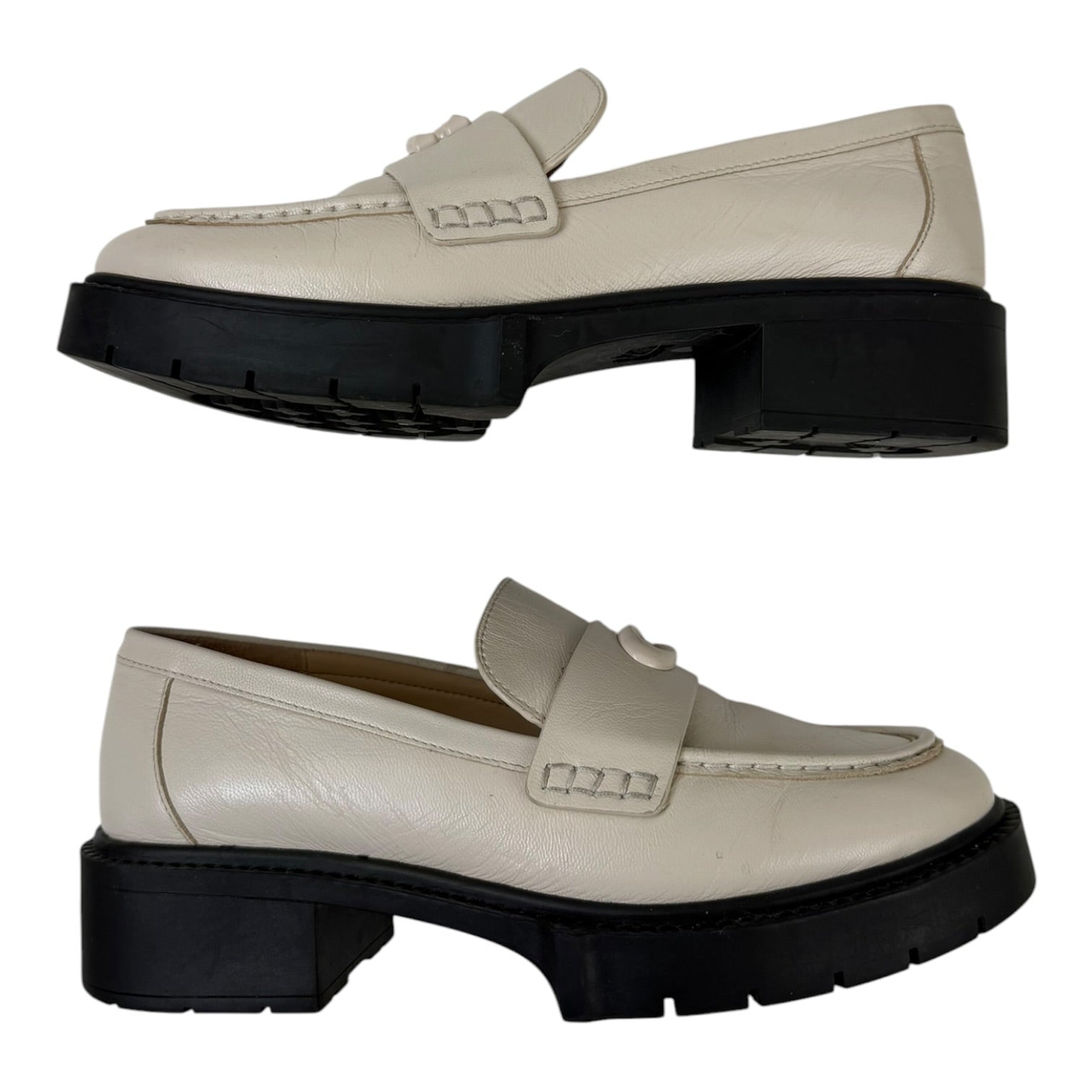 (W) Coach Leah Loafers Cream (Used)