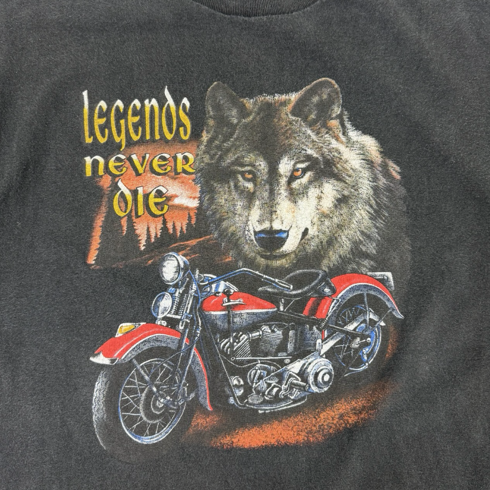 Vintage Legends Never Die Motorcycle T-Shirt Black
