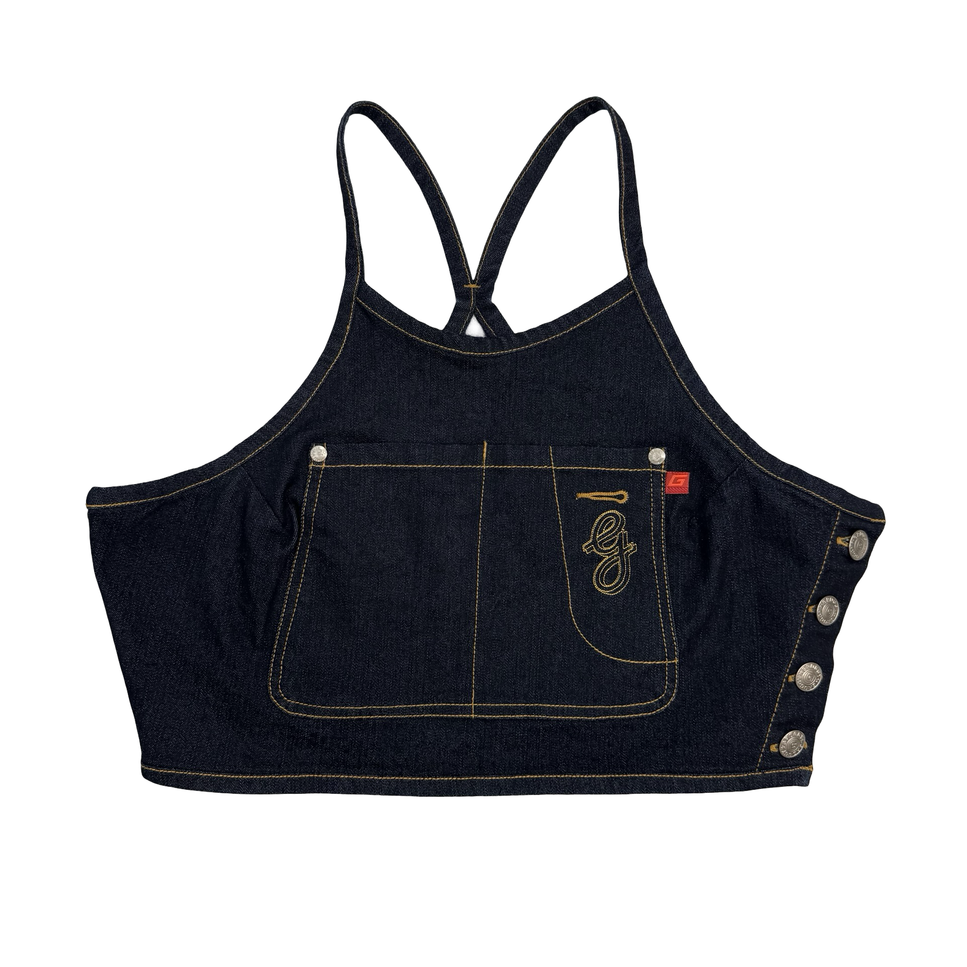 (W) Vintage Y2K Denim Crop Top Dark Indigo