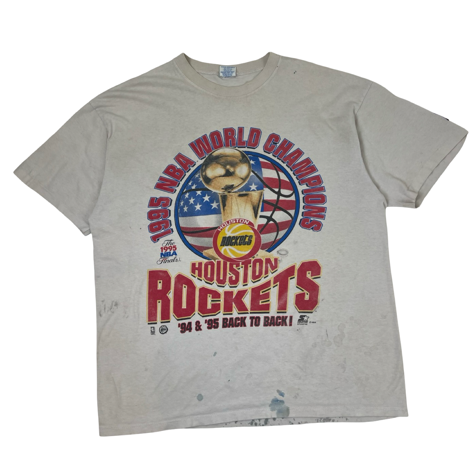 Vintage Starter 1995 Houston Rockets NBA World Champions T-Shirt White