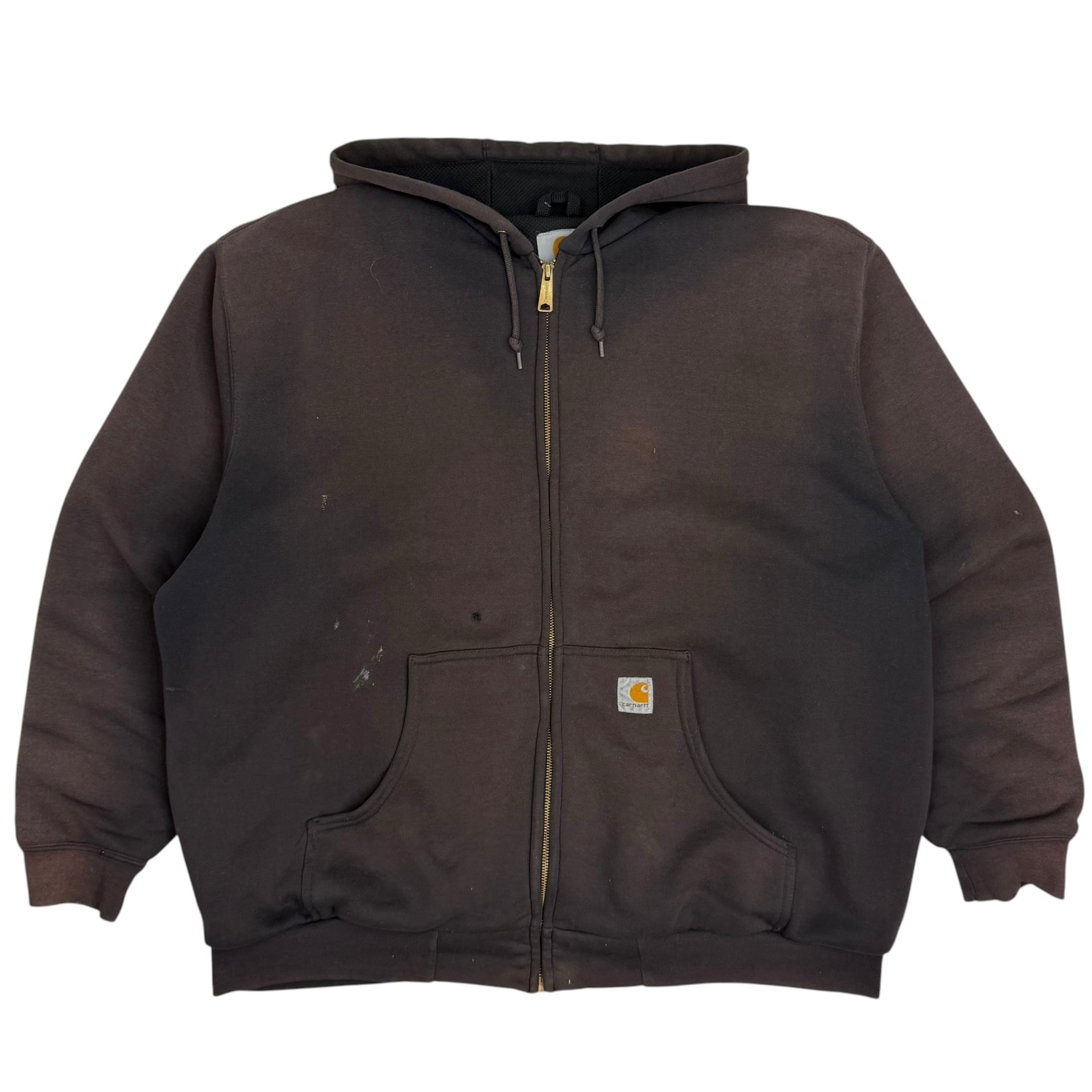 Vintage Carhartt Thermal Lined Zip Up Hoodie Faded Brown