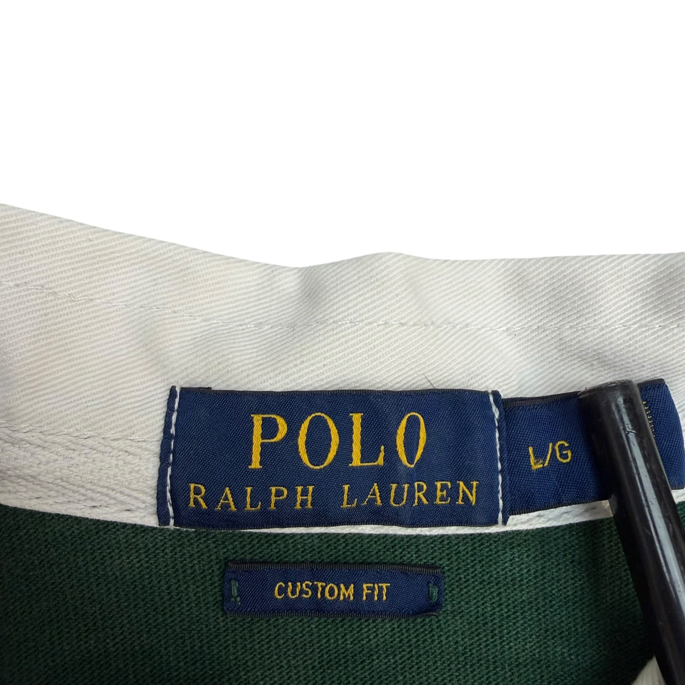 Vintage Polo Ralph Lauren Longsleeve Striped Rugby Green/White