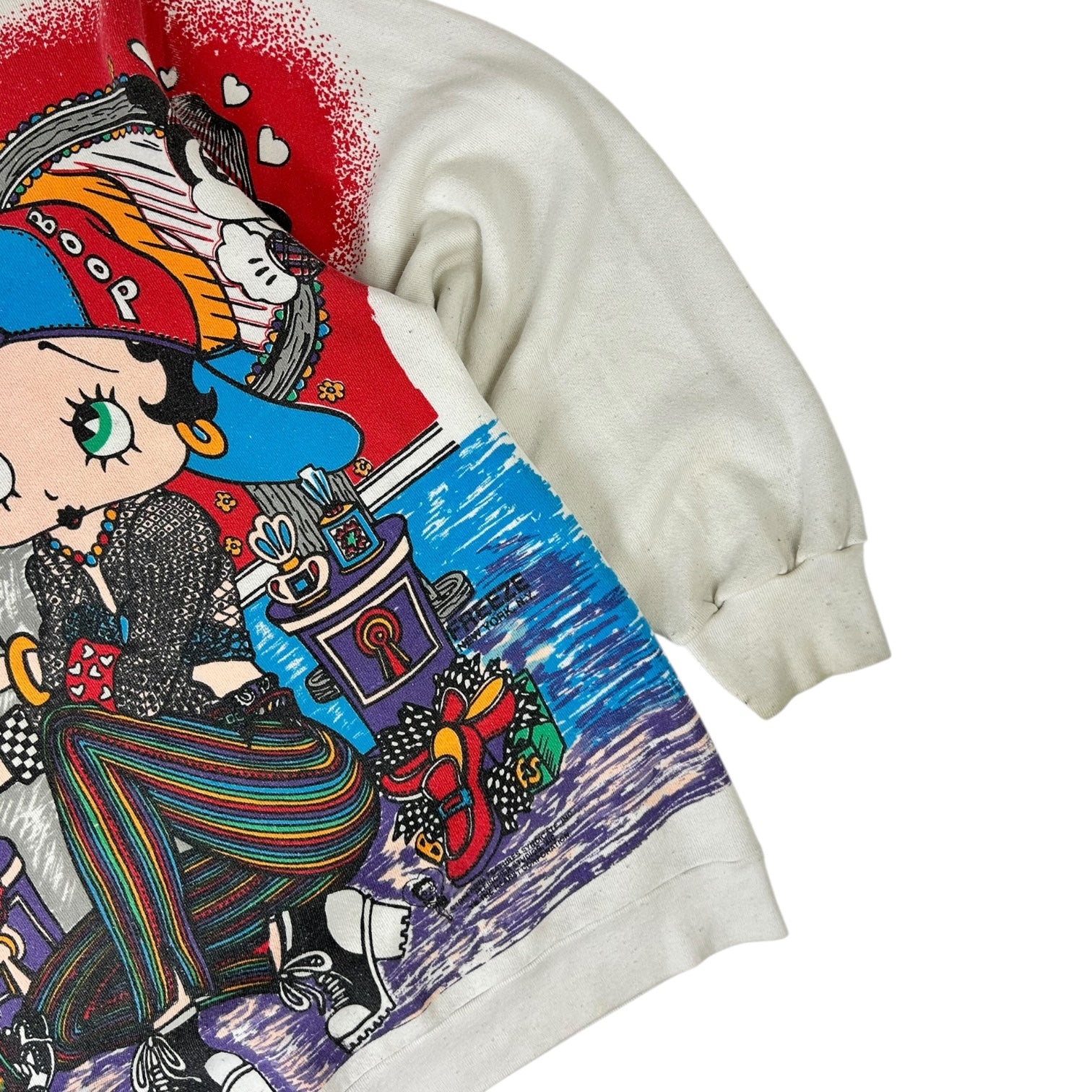 1994 Betty Boop AOP “What’s a girl wear?” Sweater White