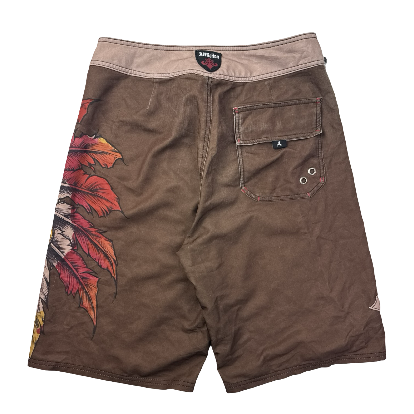 Vintage Y2K Affliction Cross Patched Surf Bottoms