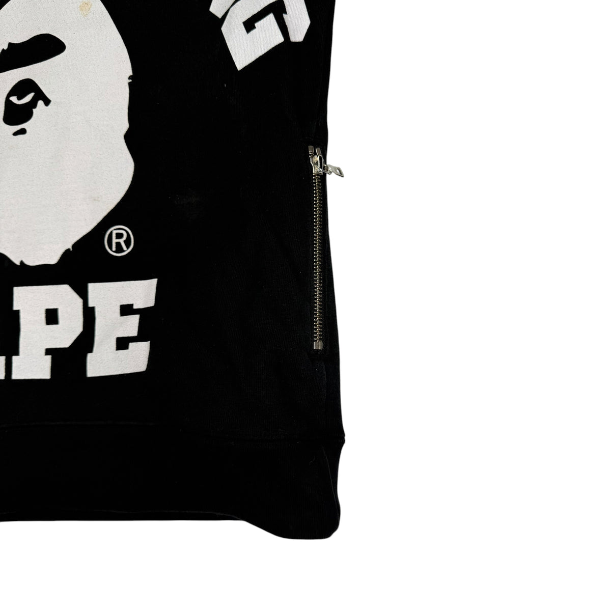 (W) Bape College Side Zip Hoodie Black
