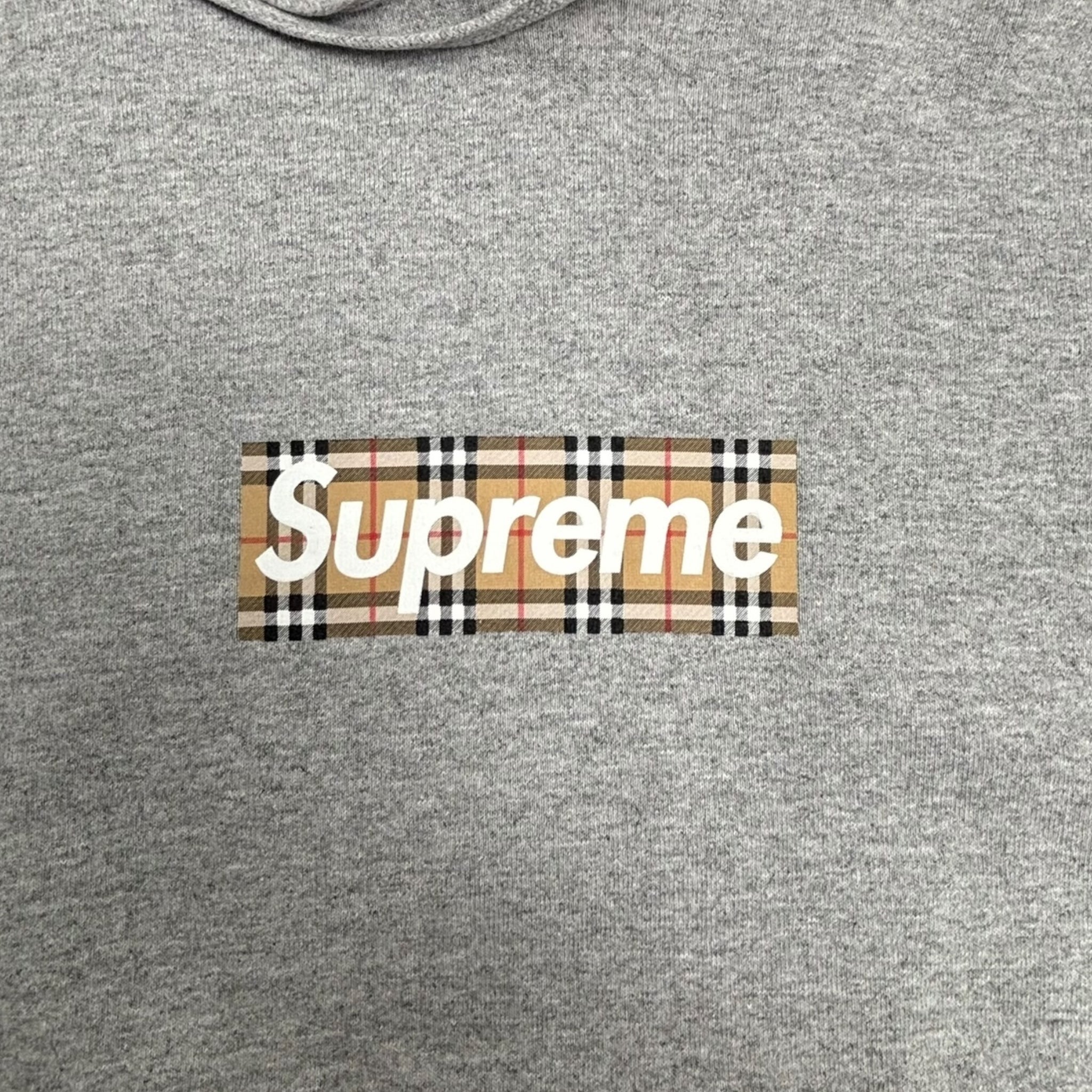 Supreme Burberry Box Logo Hooded Sweatshirt Heather Grey