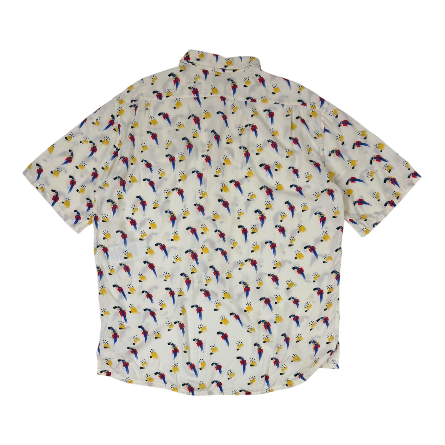 Saint Laurent Abstract Button-Up Short-Sleeve Shirt White