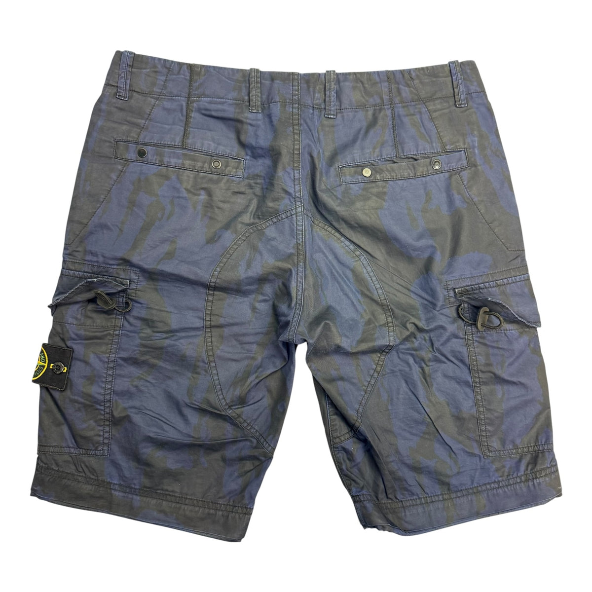 Stone Island Rip Stop Camo Print Shorts Blue