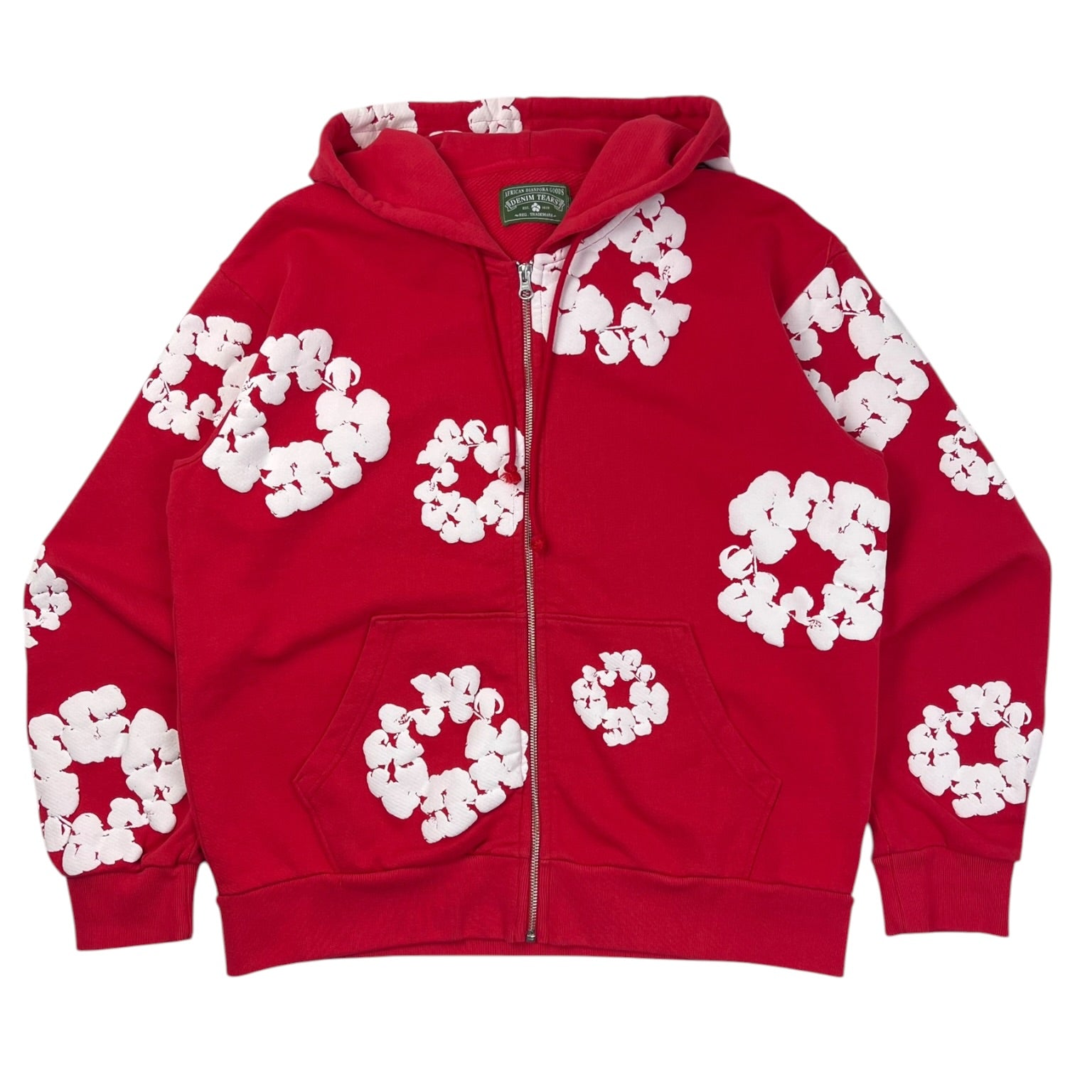 Denim Tears Cotton Wreath Zip Up Hoodie Red