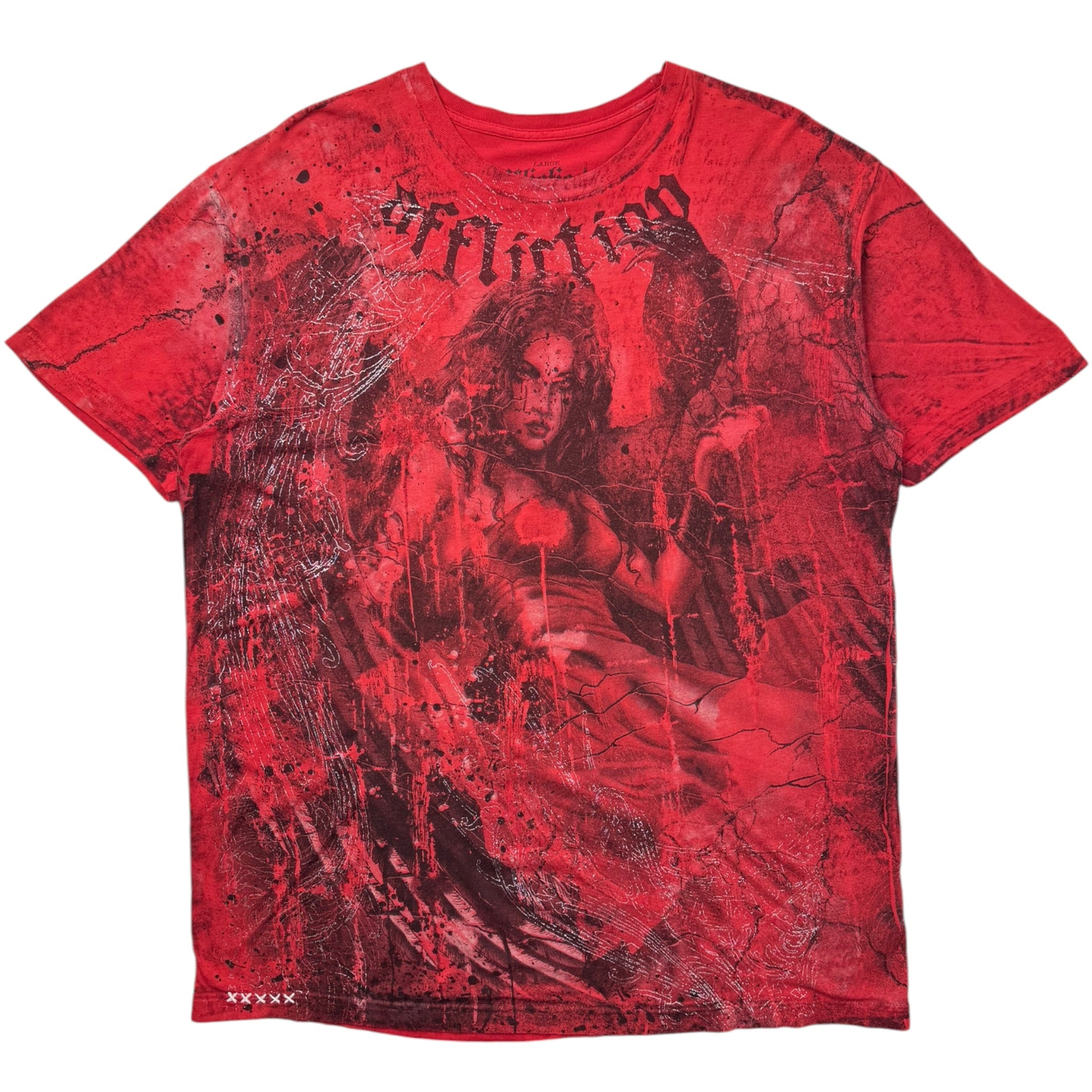 Vintage Y2K Affliction Bamboo Series Dark Angel T-Shirt Red