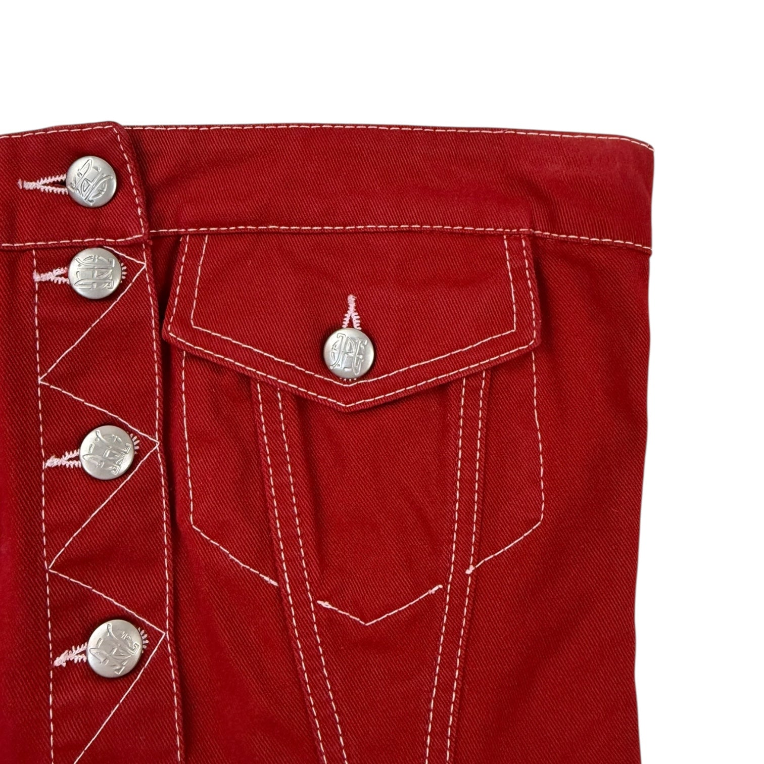Vintage Jean Paul Gaultier Denim Bustier Red