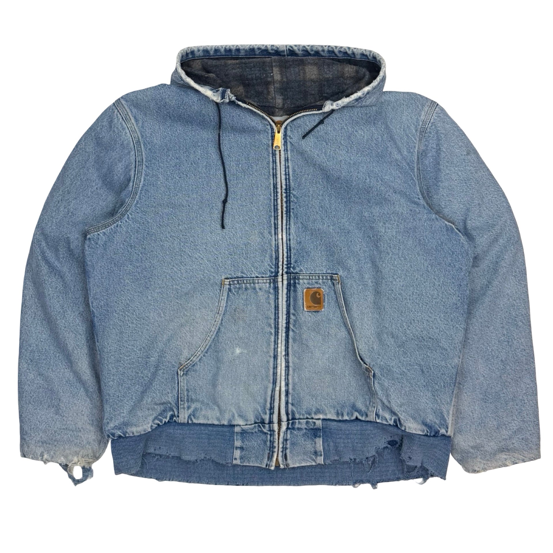 Vintage Carhartt Active Jacket Denim Blanket Lined Blue