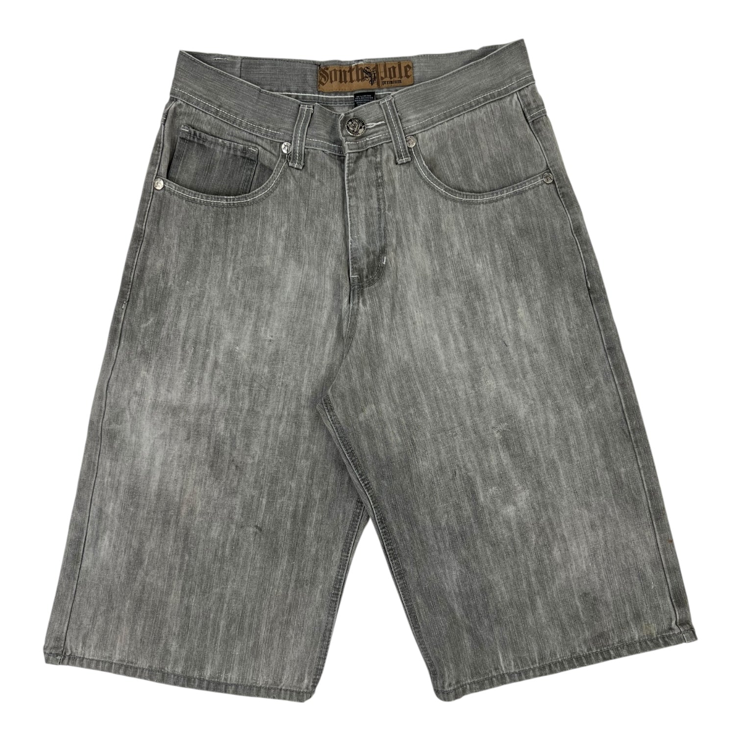 Vintage Y2K Southpole Cross Embroidered Jean Short Grey