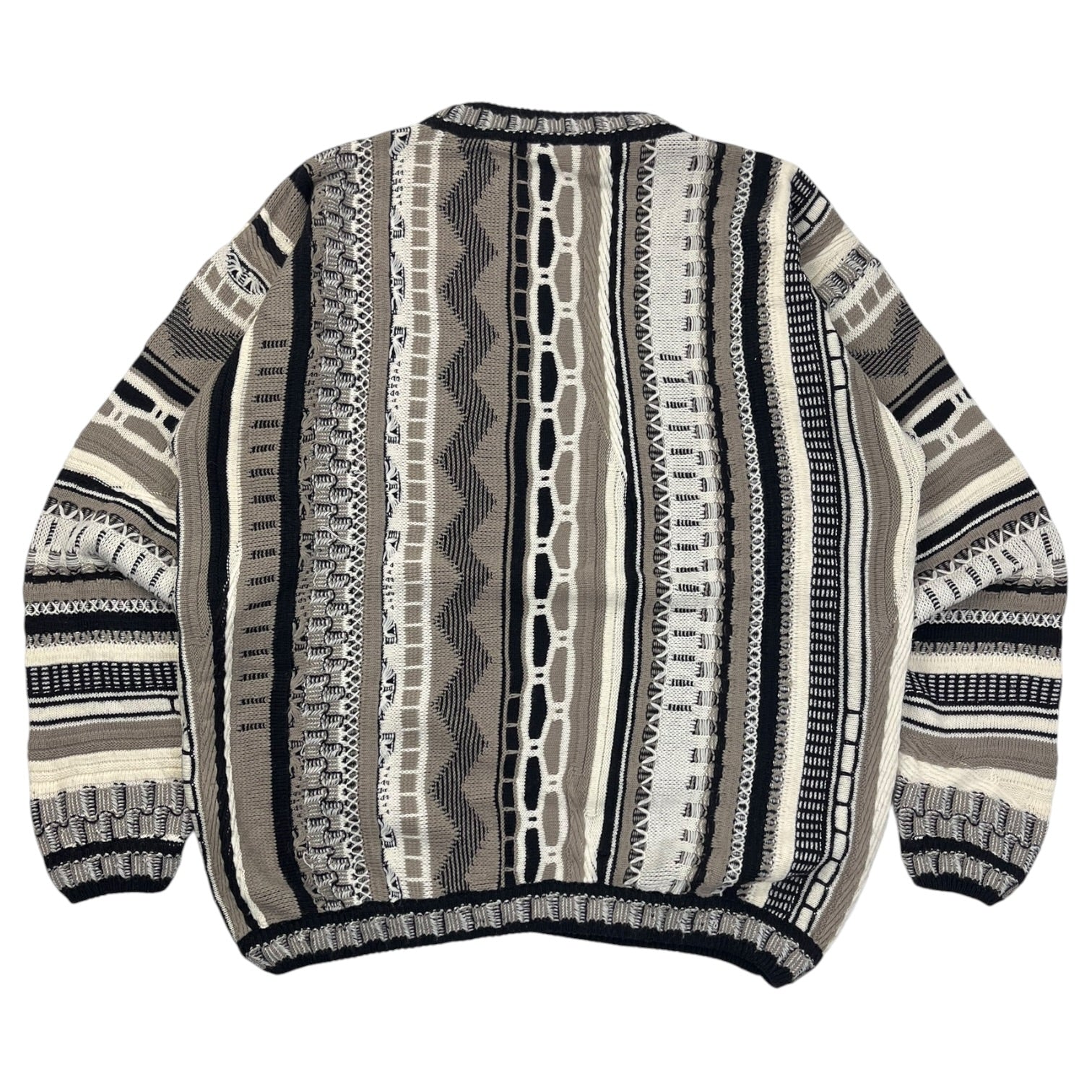 Vintage Bergati Vertical Textured Knit Cremé/Noir