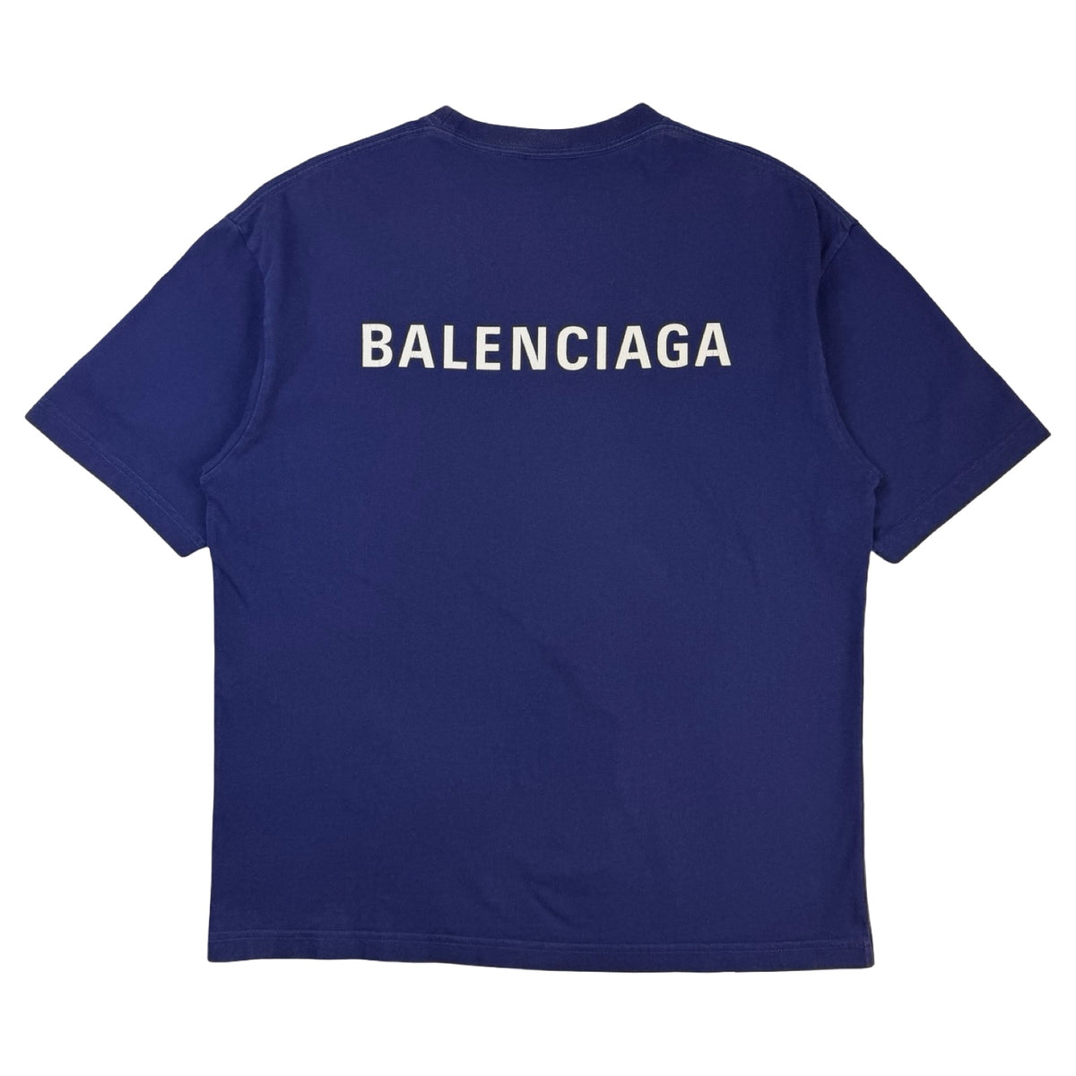 Balenciaga Logo Medium Fit T-Shirt Marine Blue
