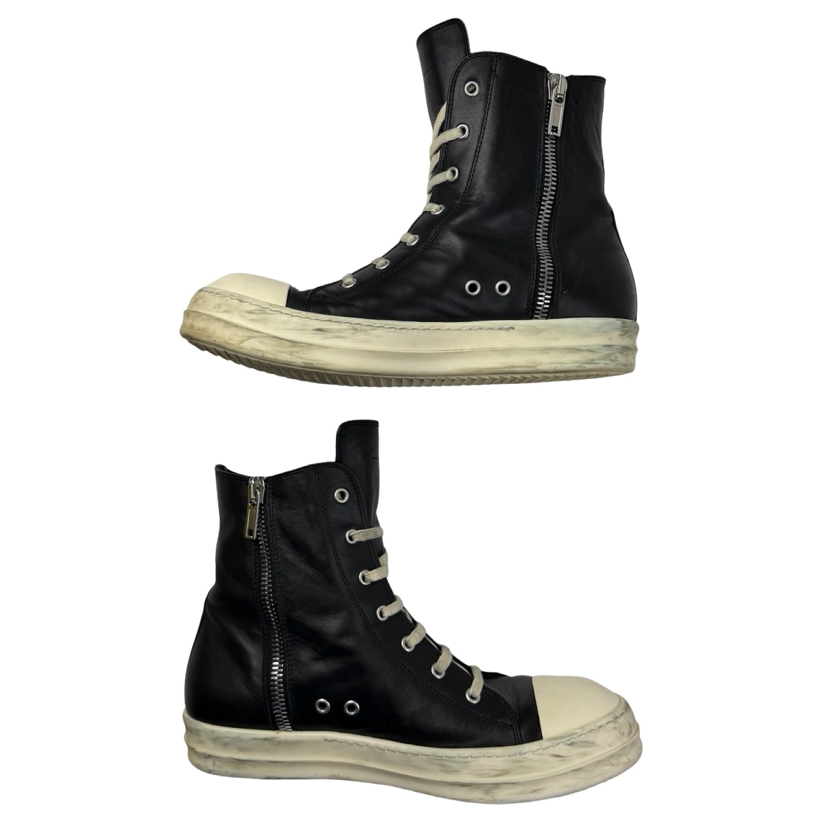 Rick Owens Ramones Leather High Top Black Cream (Used)
