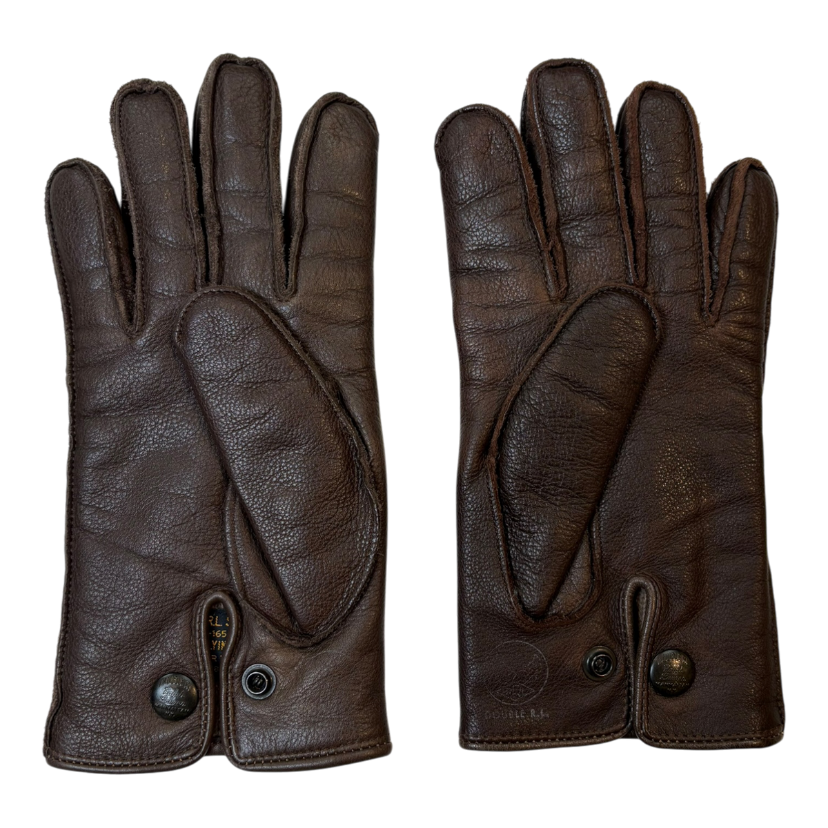 Double RL Ralph Lauren Winter Type R-3 Leather & Wool Gloves Brown