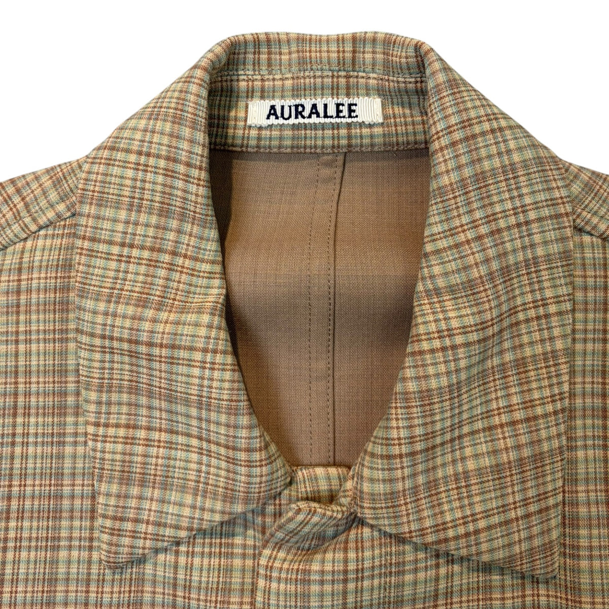 Auralee Hard Twist Wool Double Face Check Blouson Jacket Beige/Green
