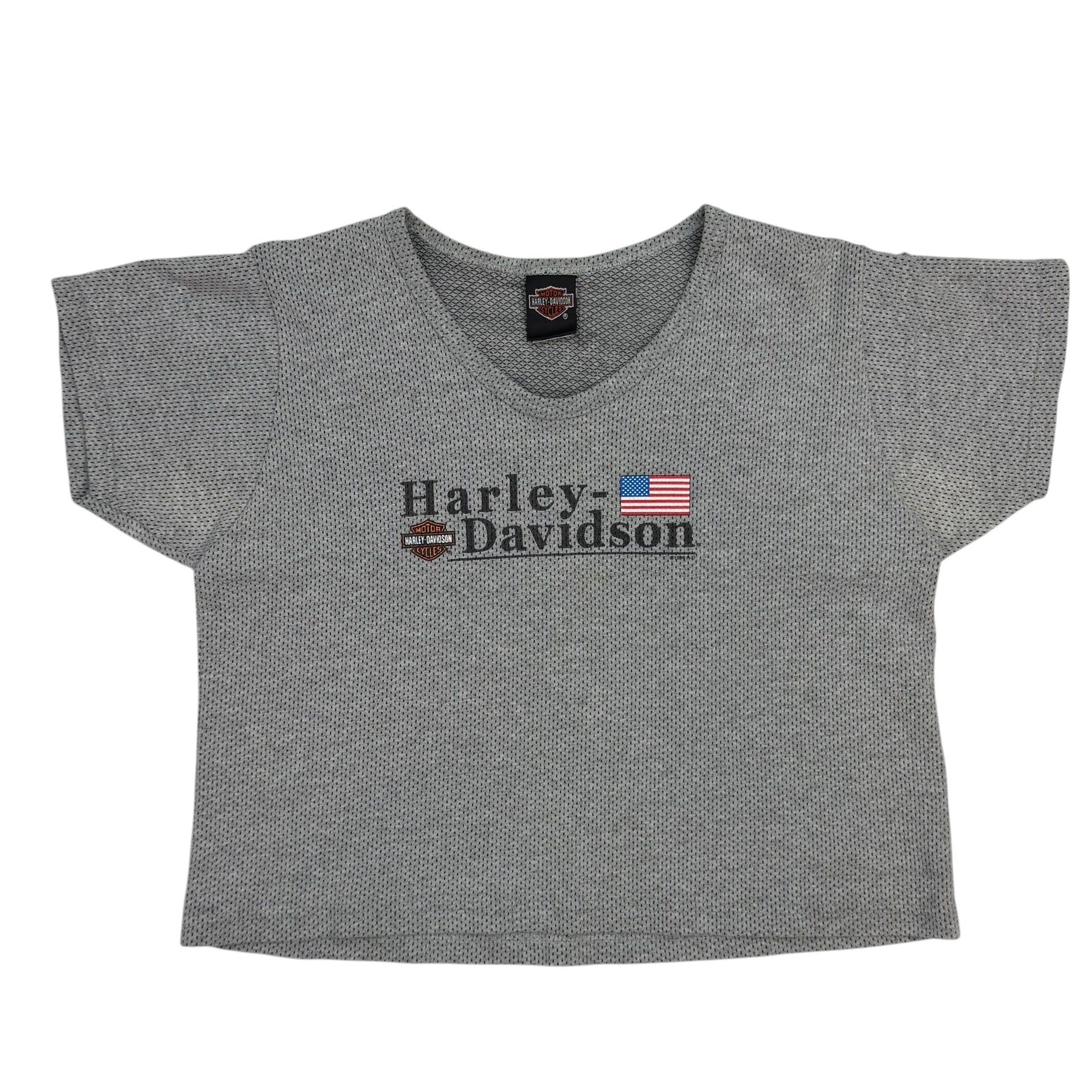 (W) 1998 Harley Davidson Waffle Knit Hawaii Baby Tee Grey