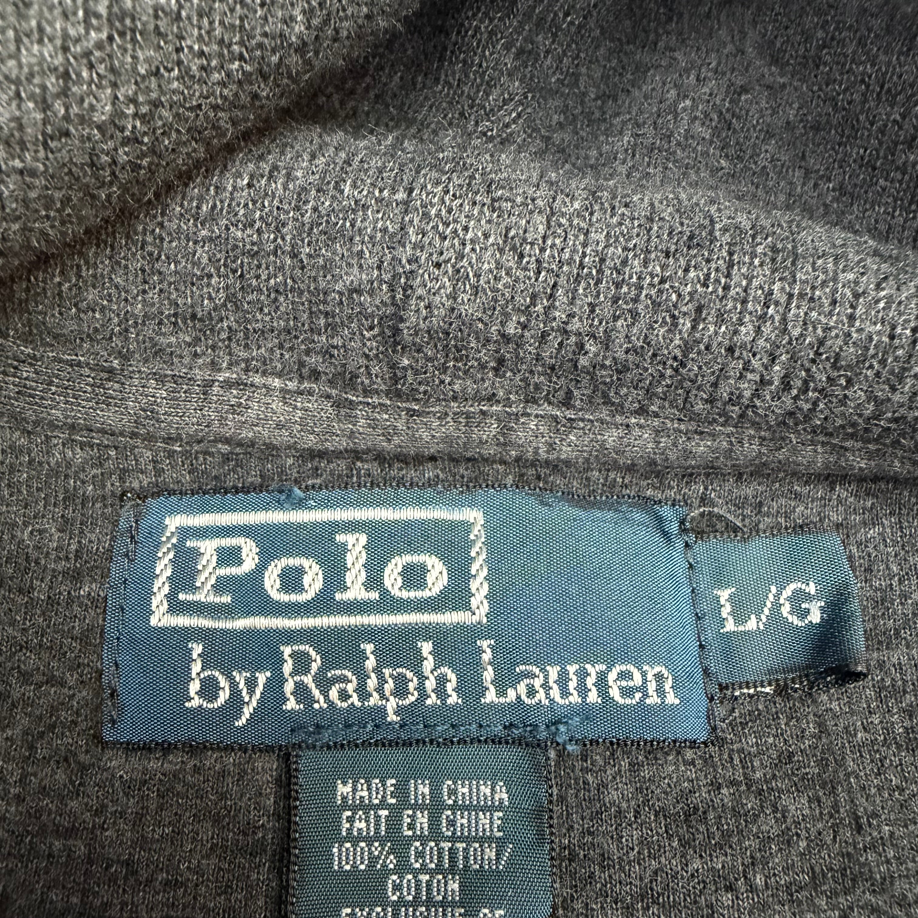 Vintage Polo Ralph Lauren Elbow Patch Hoodie Dark Grey