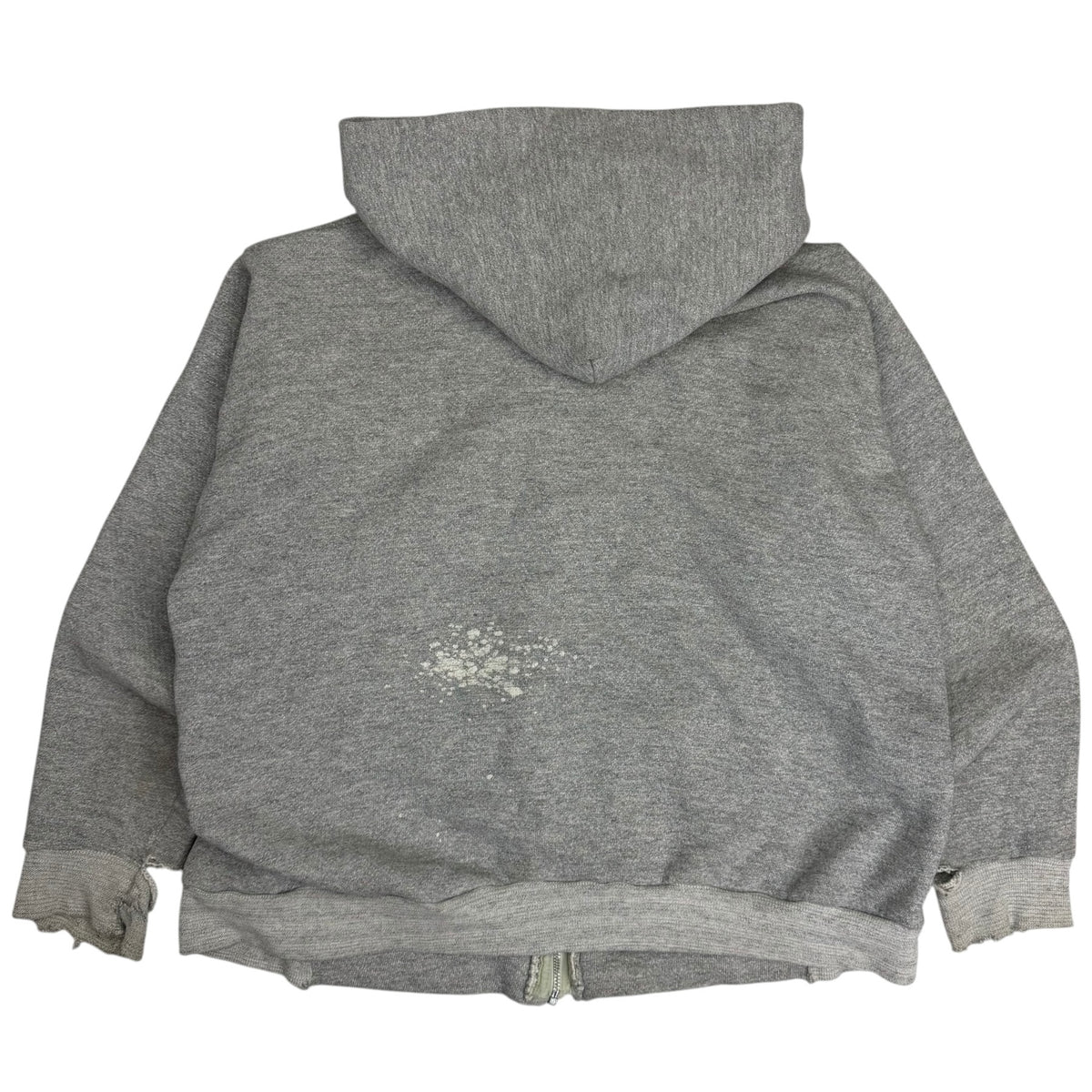 Vintage 70s Thrashed Zip Up Hoodie Heather Grey