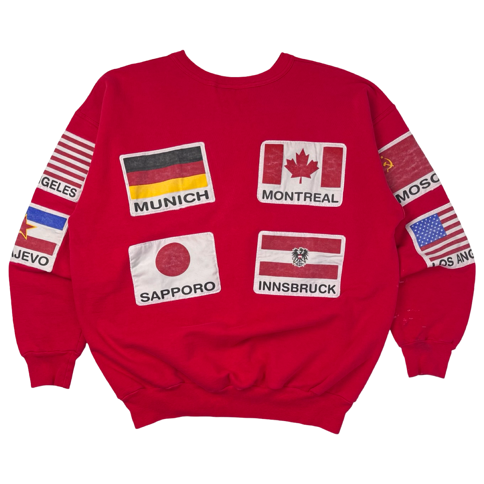 Vintage International Cities Flags Crew Neck