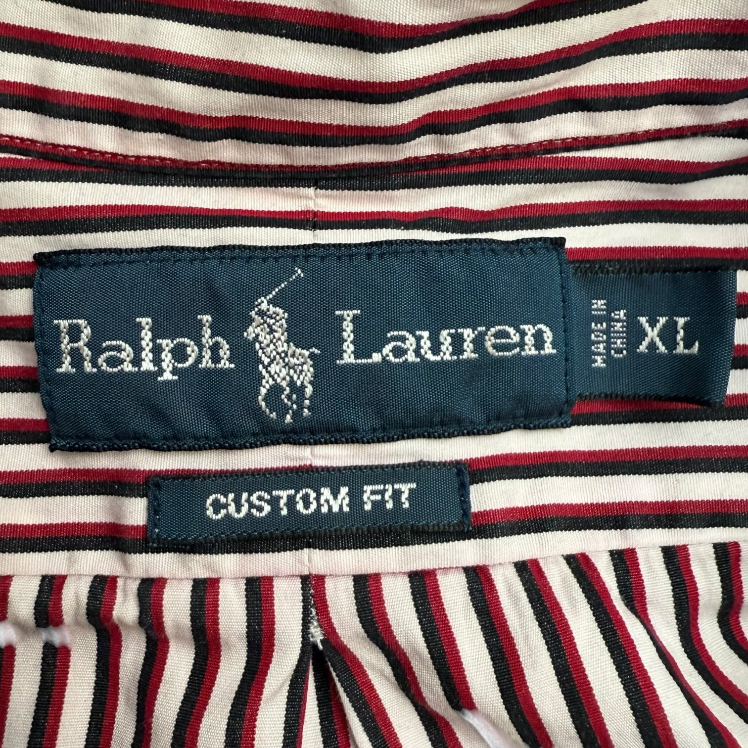 Vintage Ralph Lauren Striped Button Up Shirt Red/White