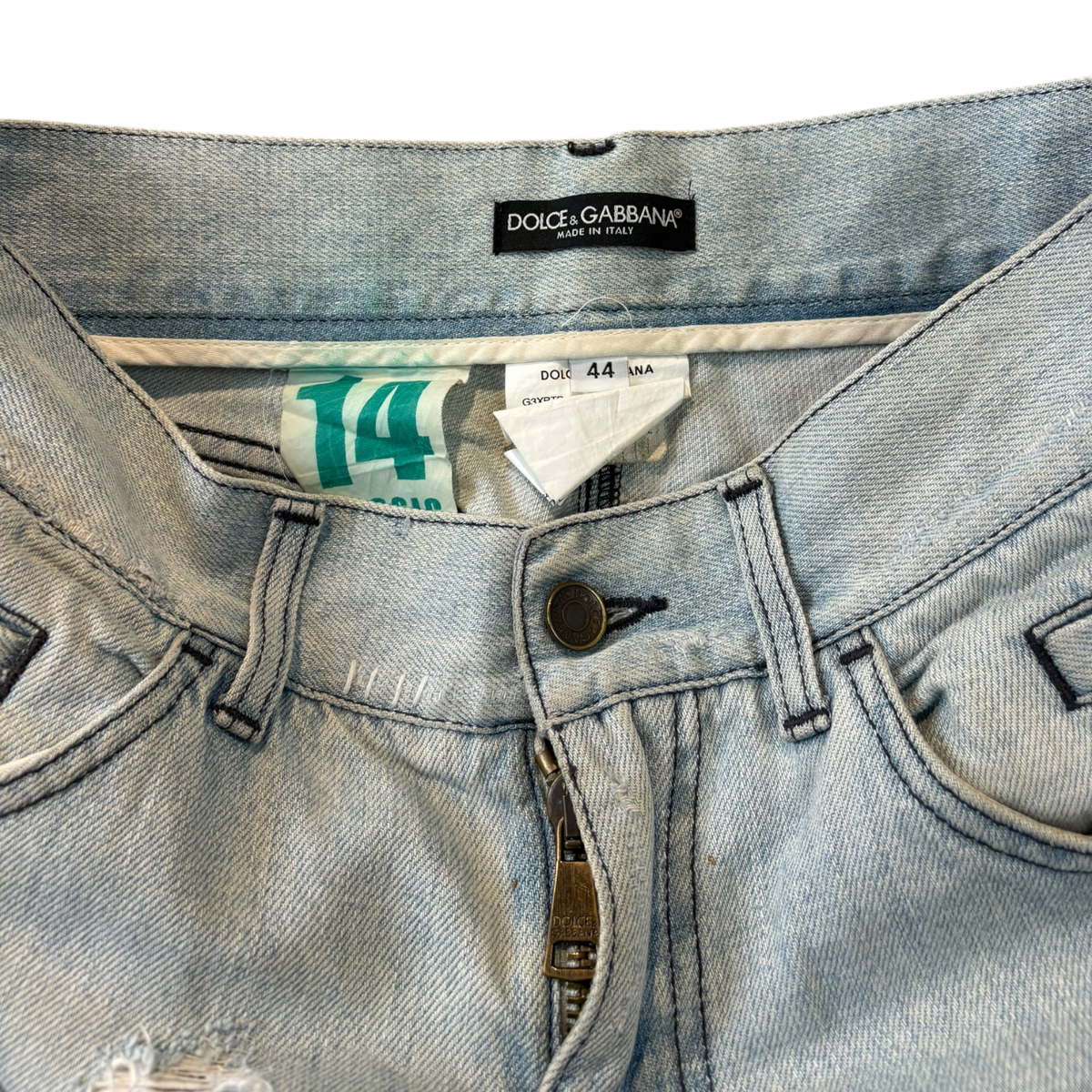 (W) Dolce & Gabbana Archival Y2K Ripped Distressed Jeans Blue
