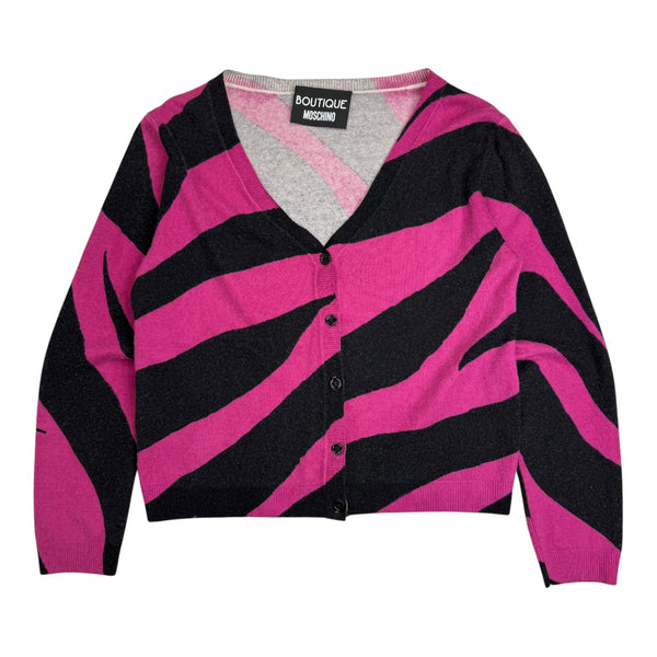 (W) Moschino Boutique Zebra Print Cardigan Pink/Black
