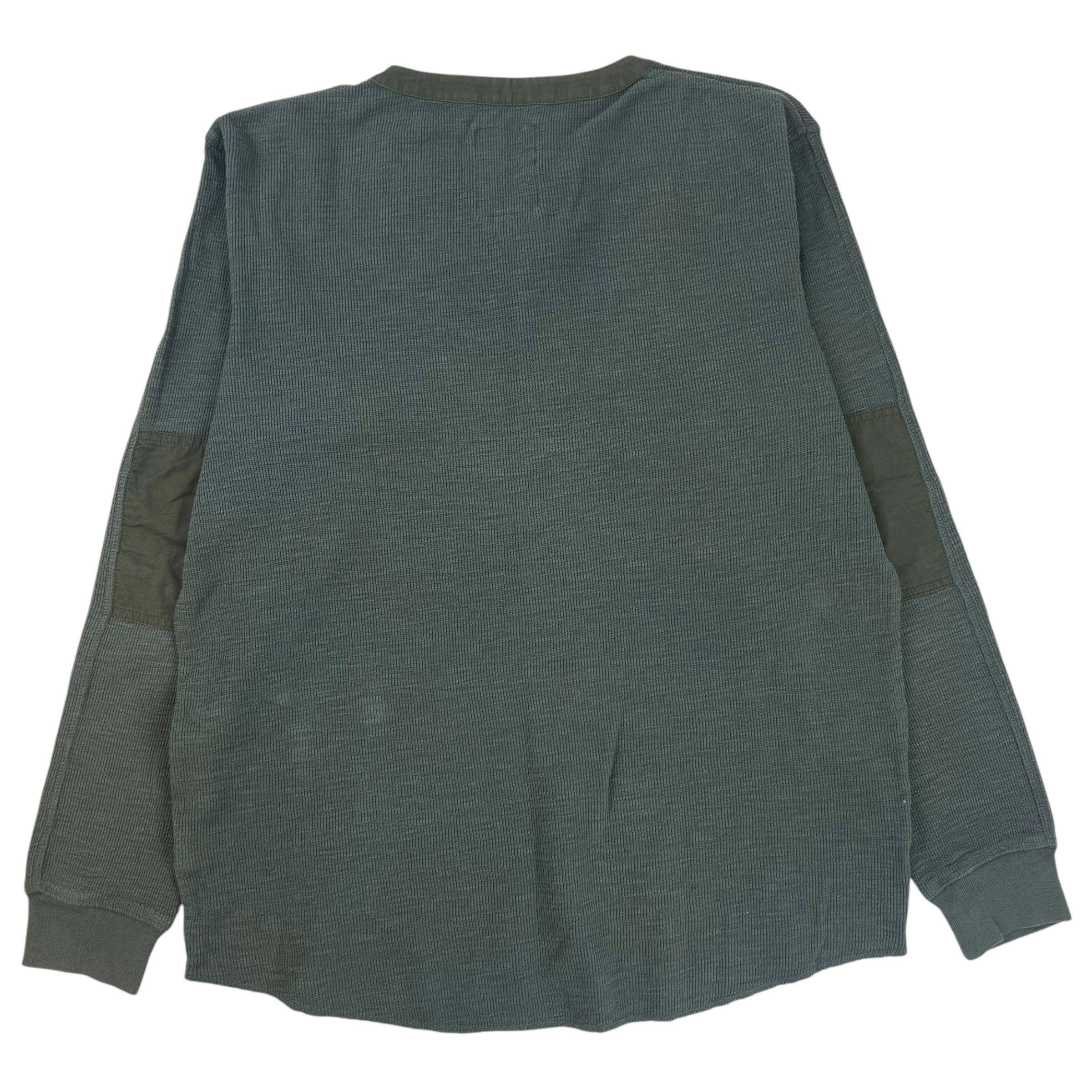 Y2K Stussy Henley Shirt Army Green