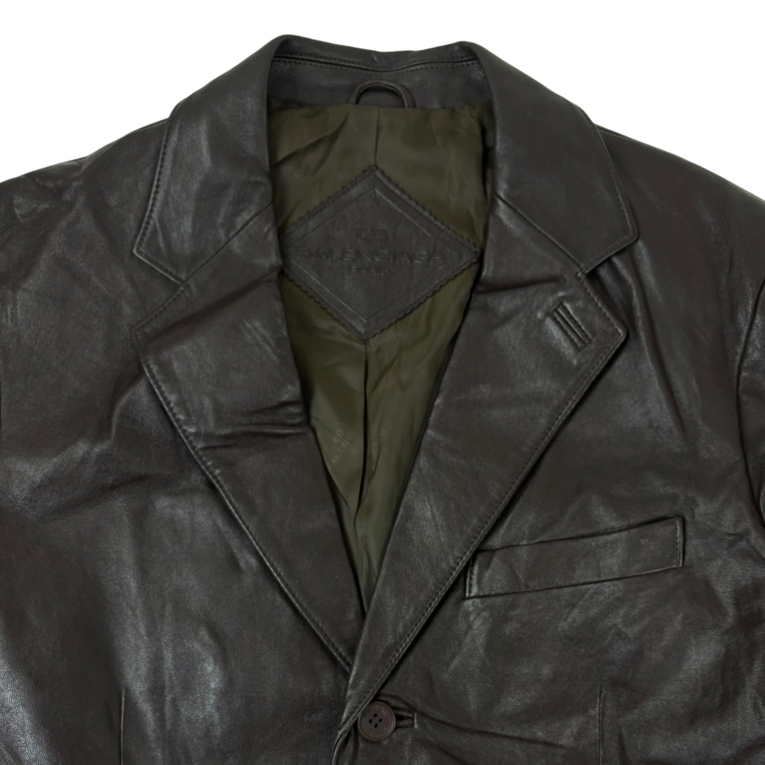 (W) Vintage 1997 Balenciaga Leather Blazer Brown