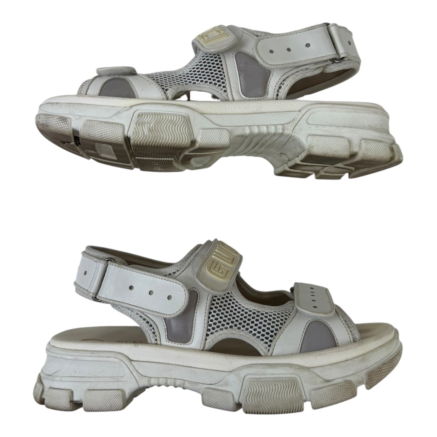 Gucci Leather and Mesh Sandals White