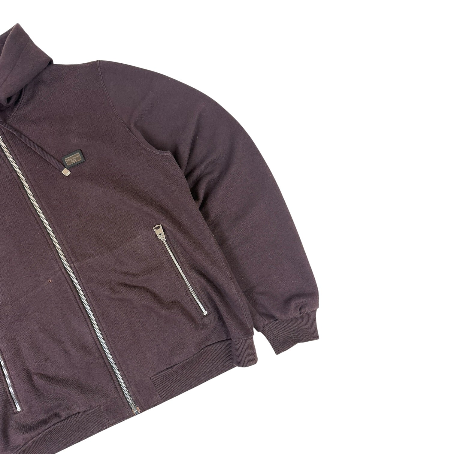 Dolce & Gabbana Zip-Up Cotton Jersey Hoodie Plum