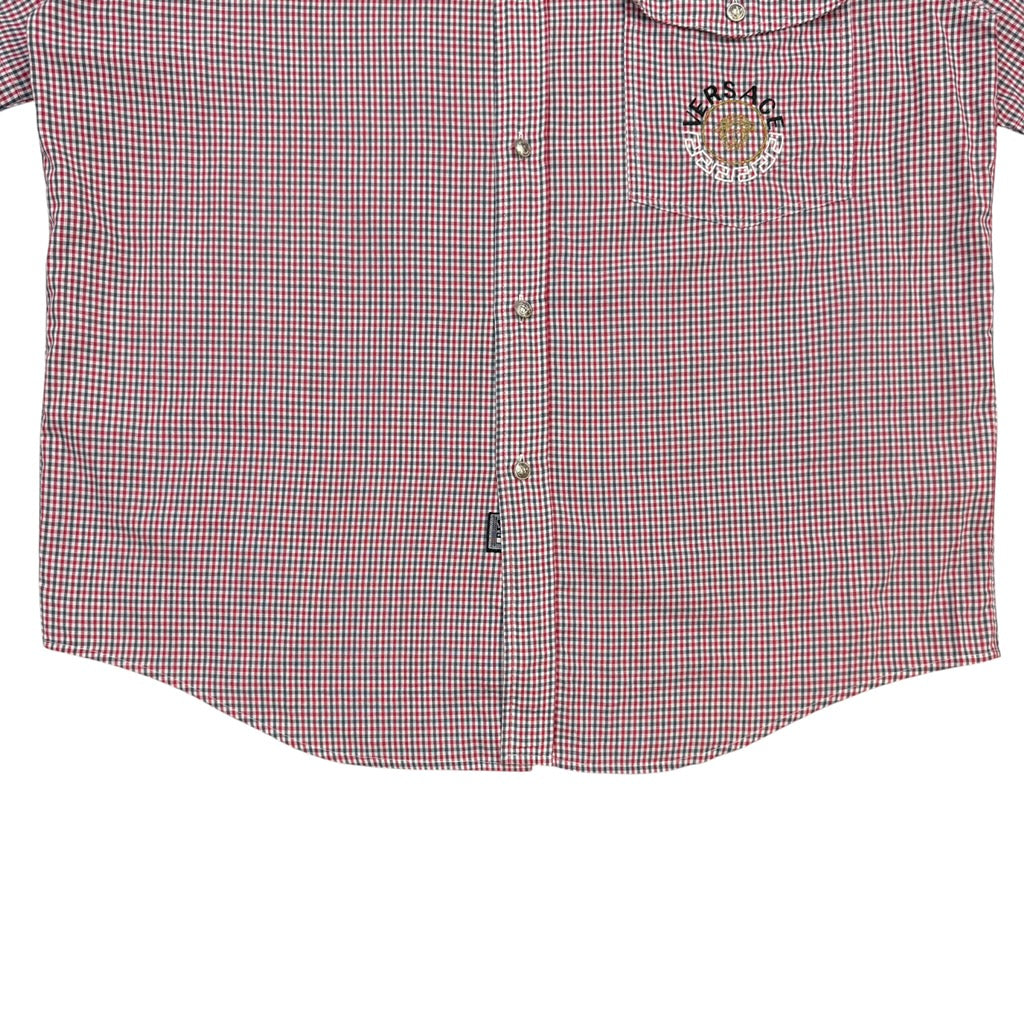 Vintage Versace Jeans Couture Checkered Button Up Shirt Red