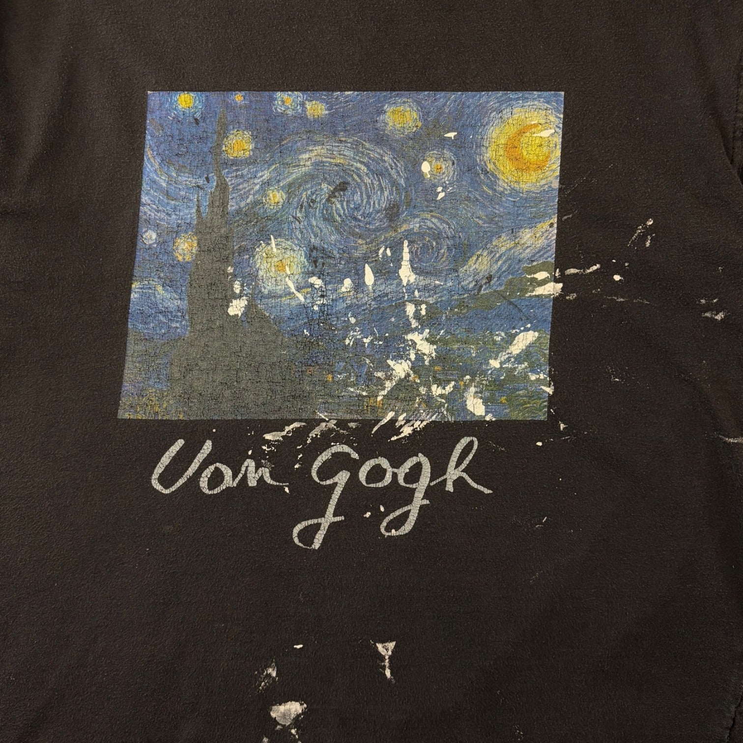 Vintage Van Gogh Starry Night T-Shirt Black