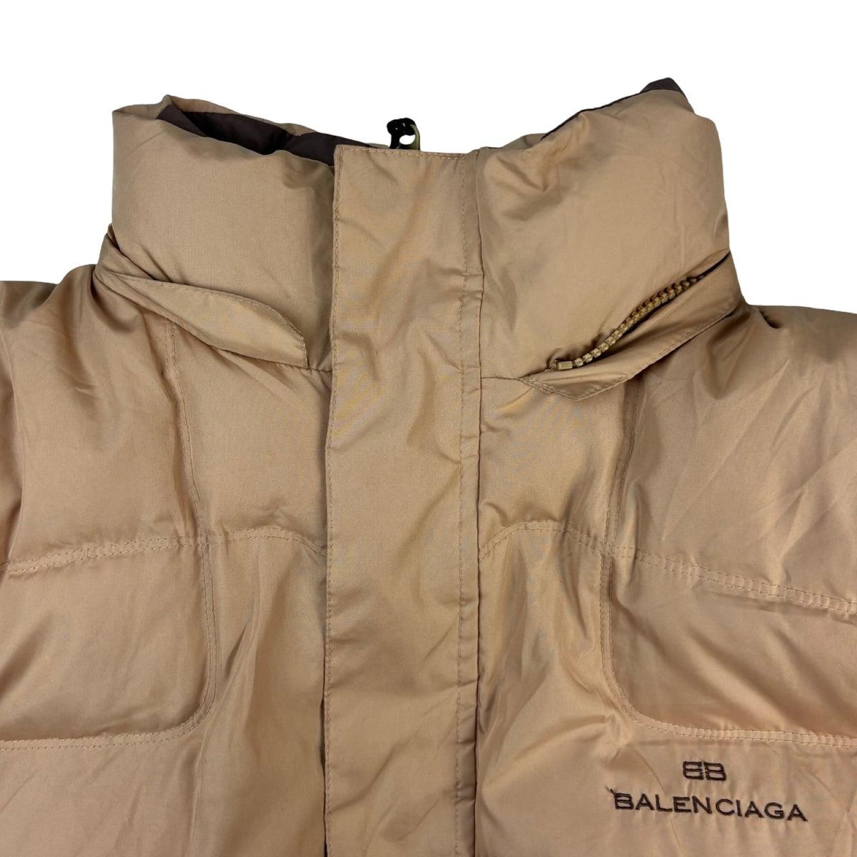 Balenciaga Hooded Down Puffer Tan
