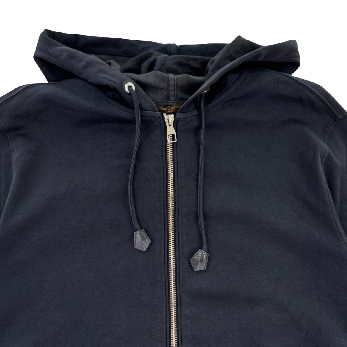 Louis Vuitton Damier Checkered Logo Patch Full-Zip Hoodie Navy