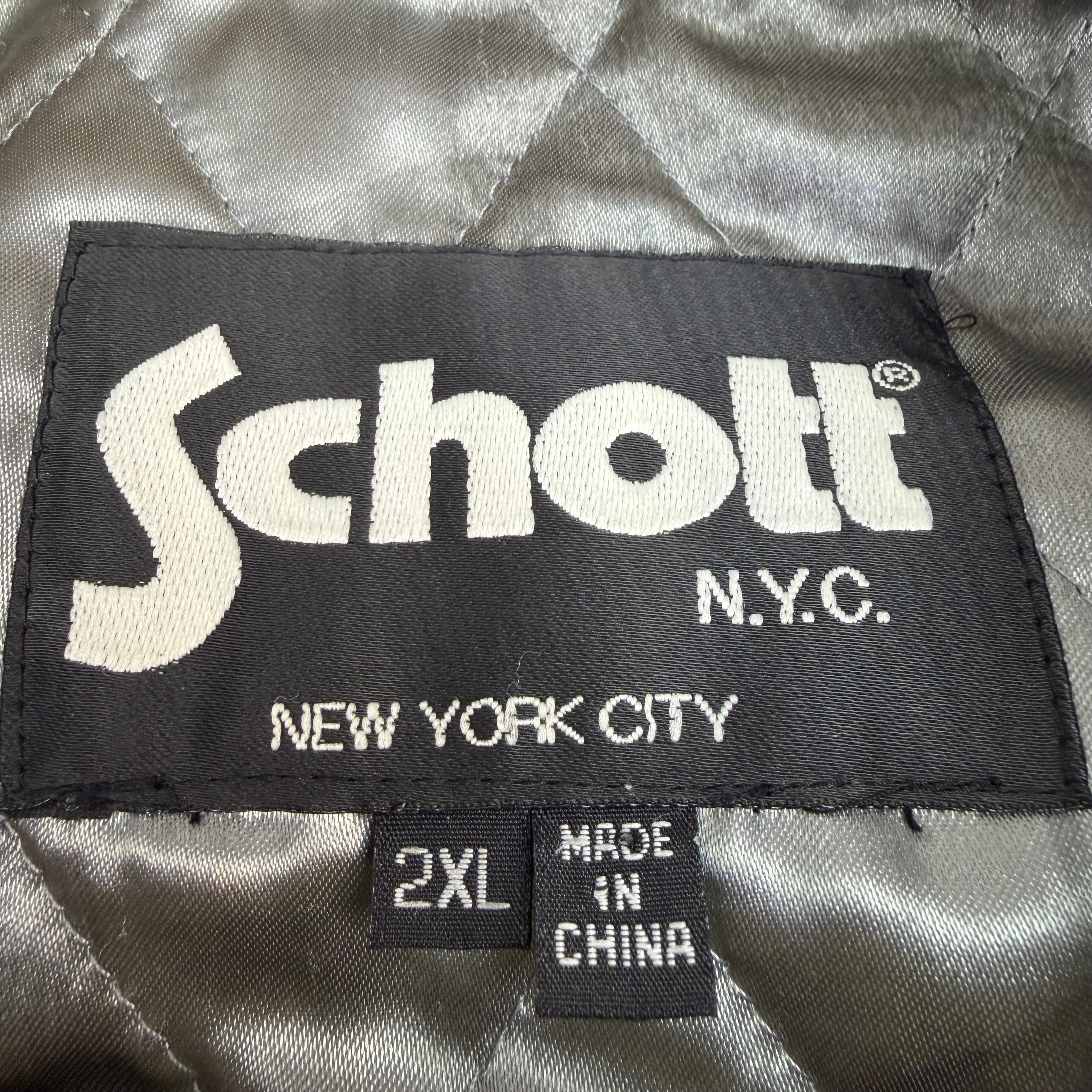 Vintage Schott NYC Leather Racing Jacket Grey