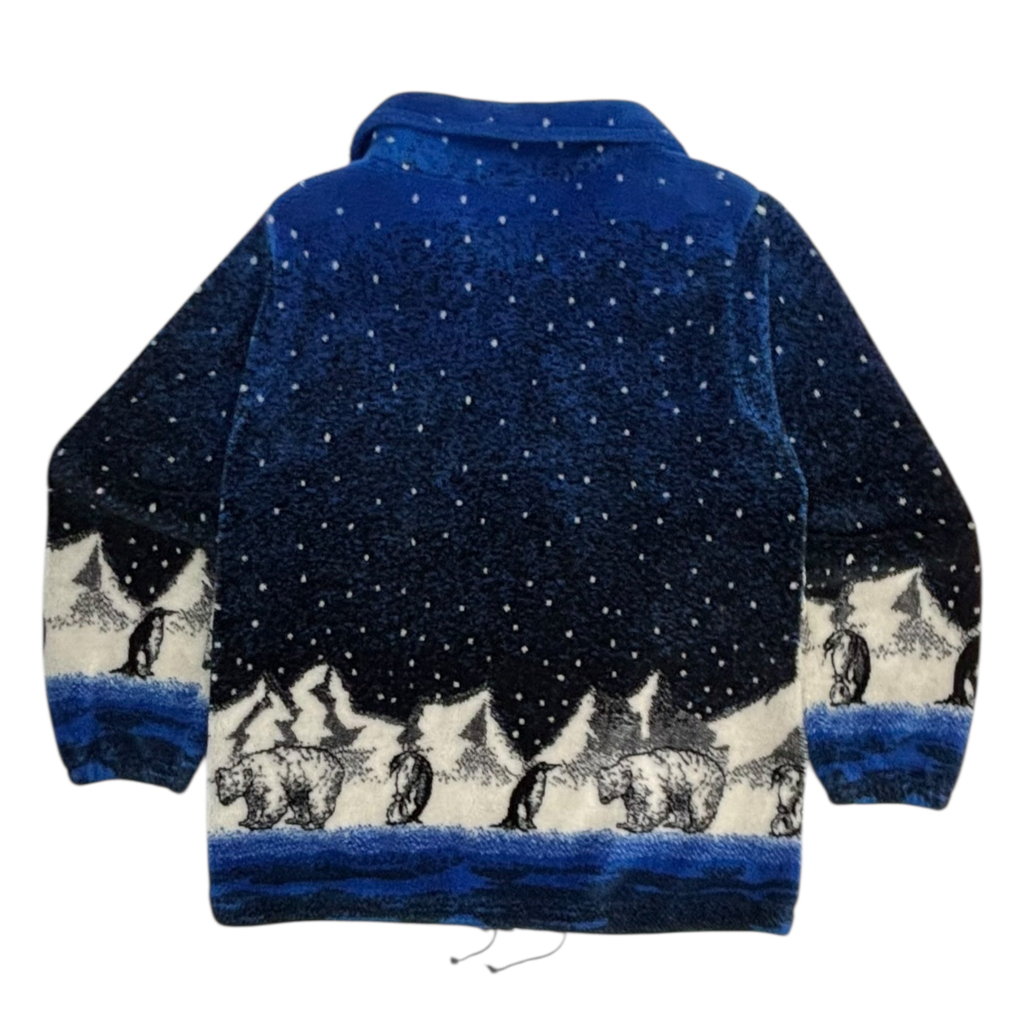 Vintage Night Time Polar Bear Fleece Zip-Up