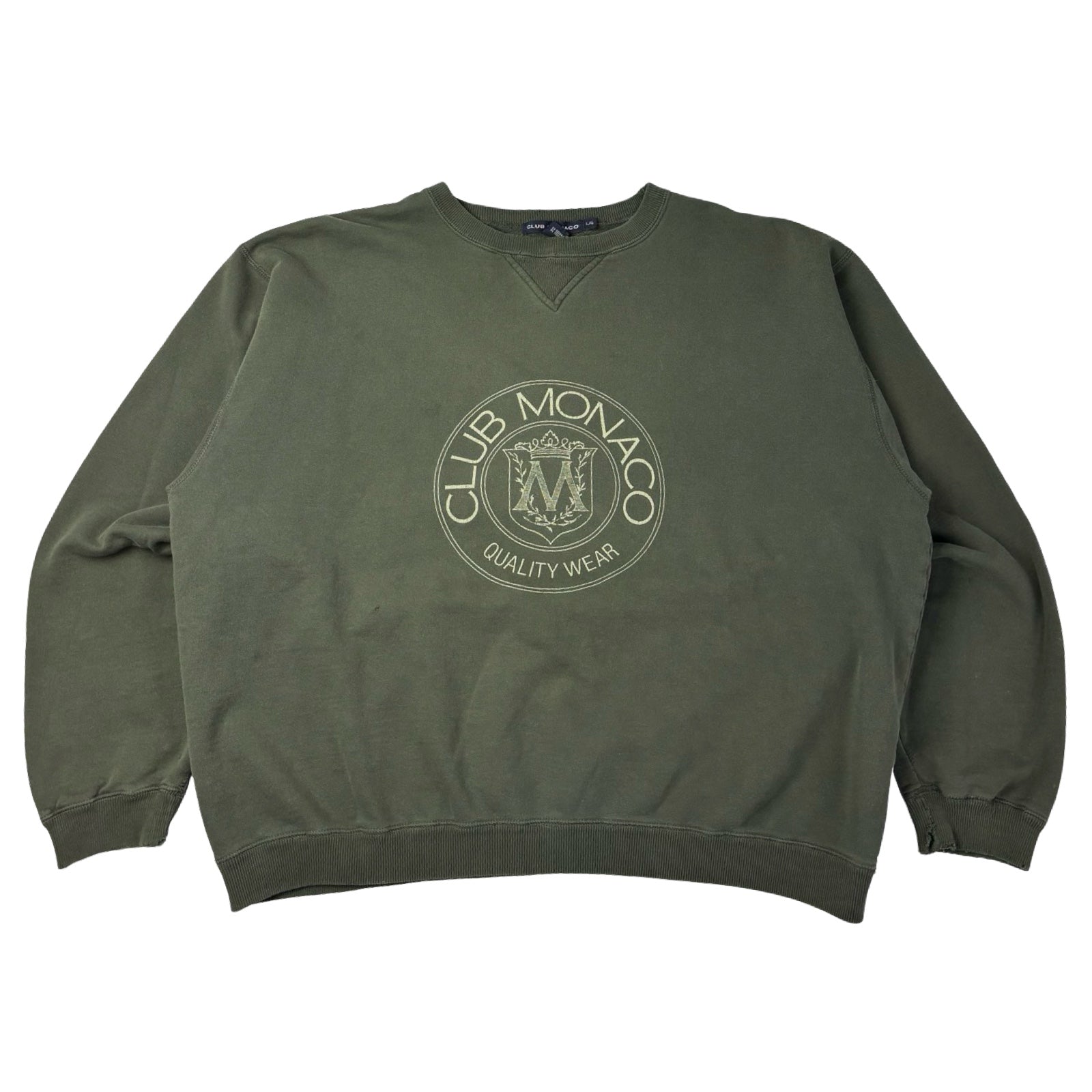 Vintage Club Monaco Crest Crewneck Faded Olive Green