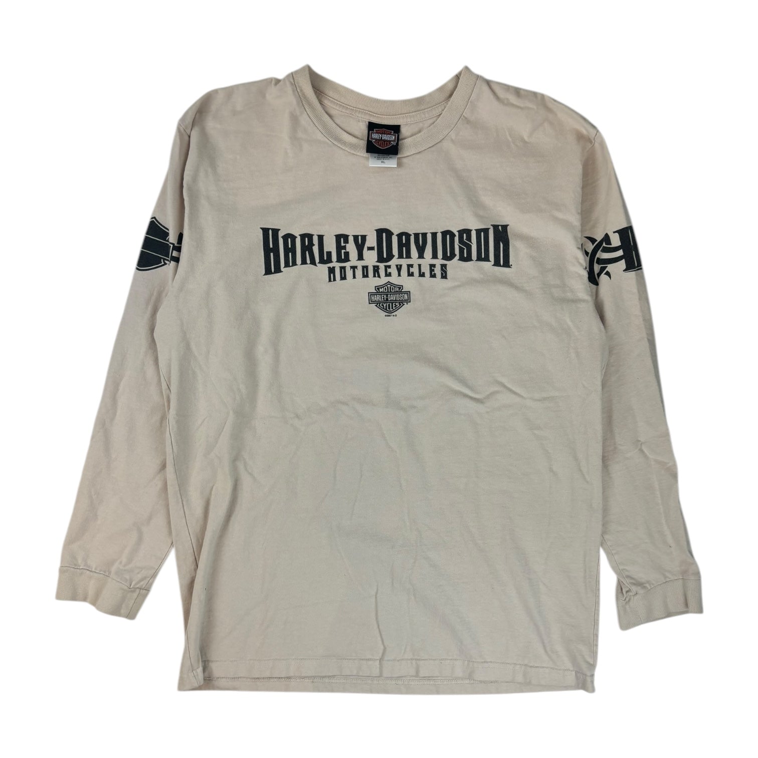 Vintage 2007 Harley Davidson St. Louis Missouri Tribal L/S T-Shirt Beige