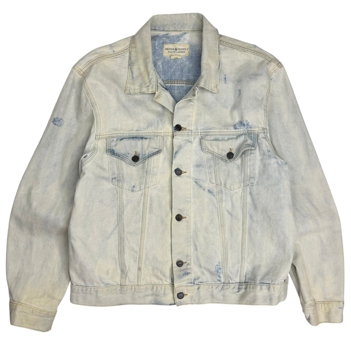 Denim & Supply Ralph Lauren Western Steer Head Bleach Wash Denim Jacket Blue